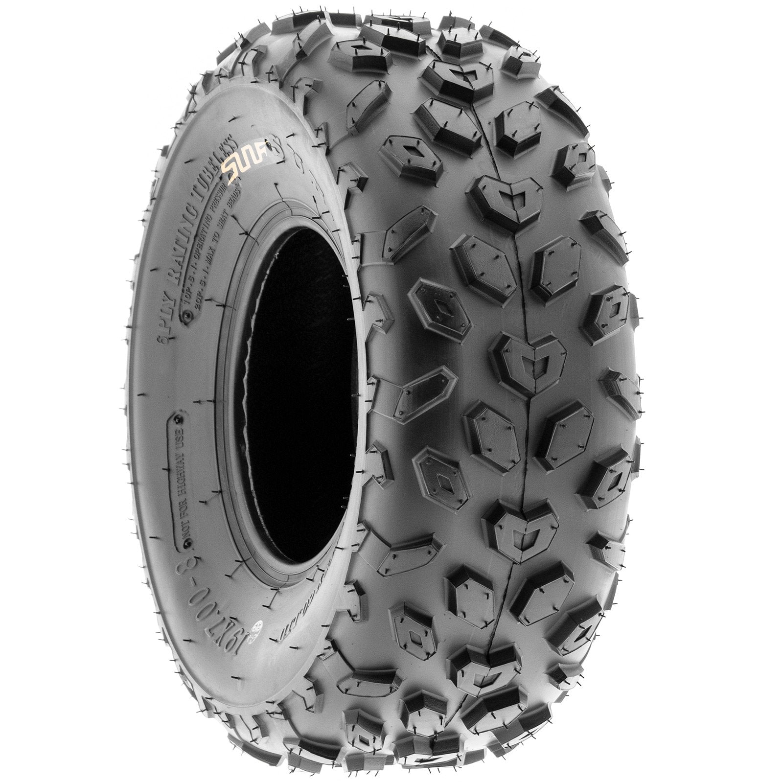SunF A014 XC Sport-Racing Go-Kart & Quad ATV 19x7-8 Knobby Tire, 6 PR, Tubeless