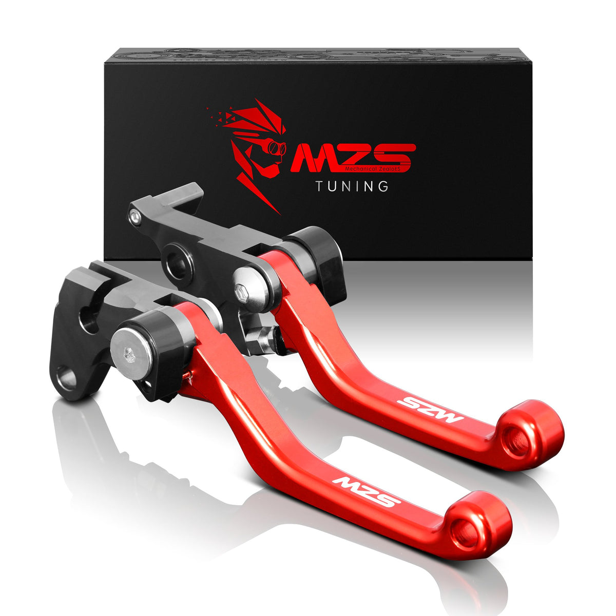 MZS Red Dirt Bike Brake Clutch Levers Pivot Adjustable CNC Compatible with KLX140R KLX140RF KLX140RL 2021-2025 / KLX140 2008-202