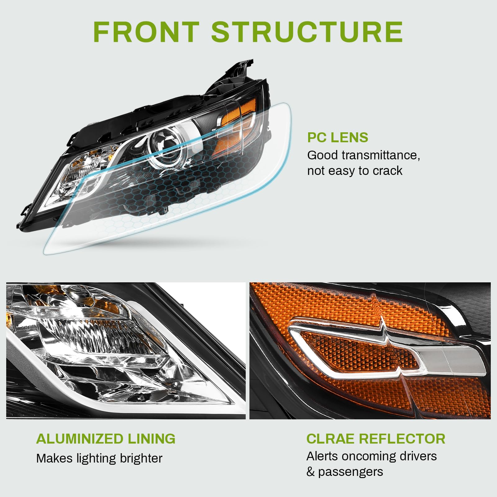 Autosaver88 Projector Headlights Assembly Compatible With 2014-2020 Chevy Impala Factory Halogen Headlamp With Bulbs Black Housi