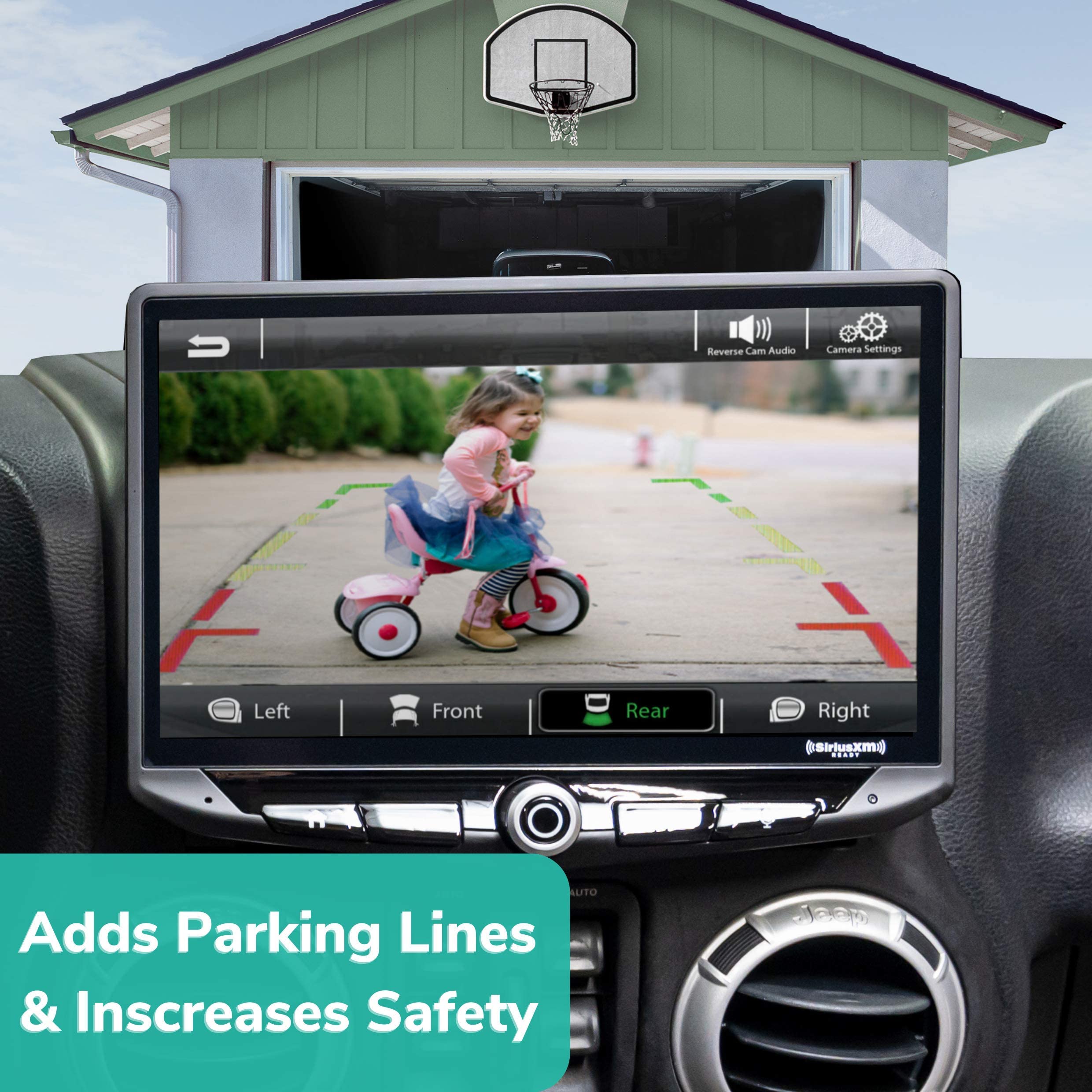 Echomaster Wrangler Jk (2007-2018) Backup Camera With Spare Tire Mount For Aftermarket Radios With Easy Installation, Parking Li