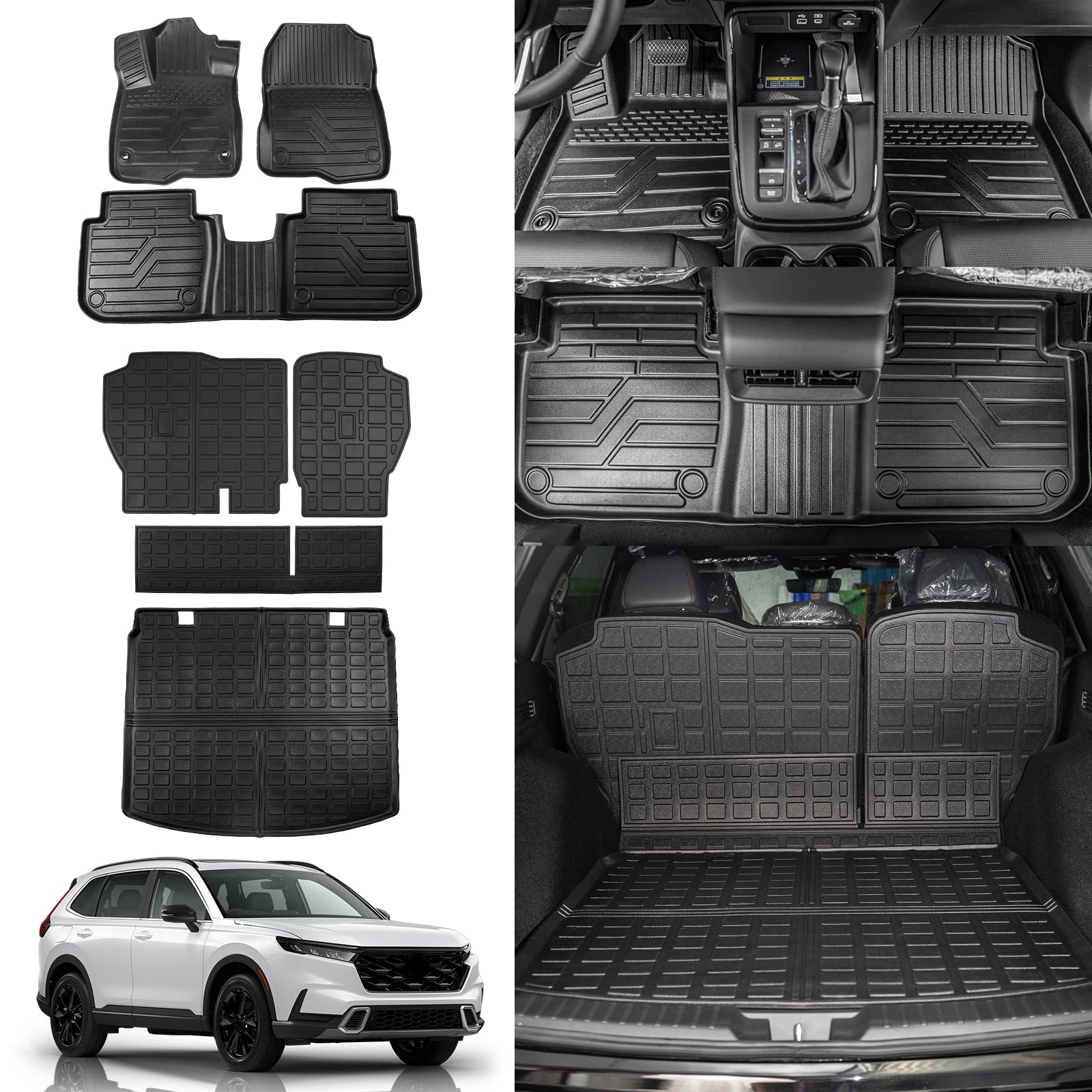 Rongtaod Floor Mats Compatible With 2023 2024 2025 Honda Crv (Include Hybrid) Cargo Mat Trunk Mat Cargo Liner Back Seat Cover Ho