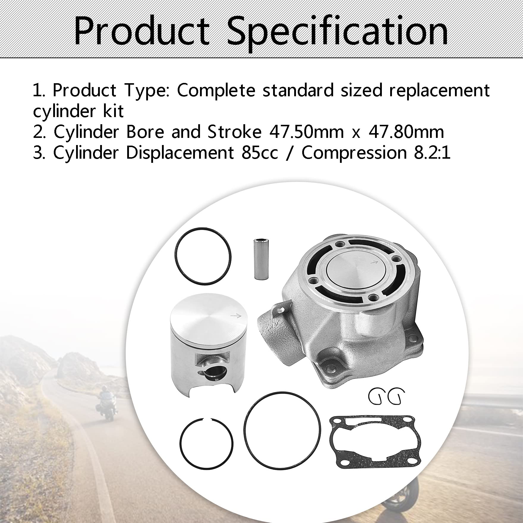 Waltyotur Cylinder Piston Gasket Top End Kit 4Es-11311-30-00 Replacement For Yamaha Yz85 2002-2022