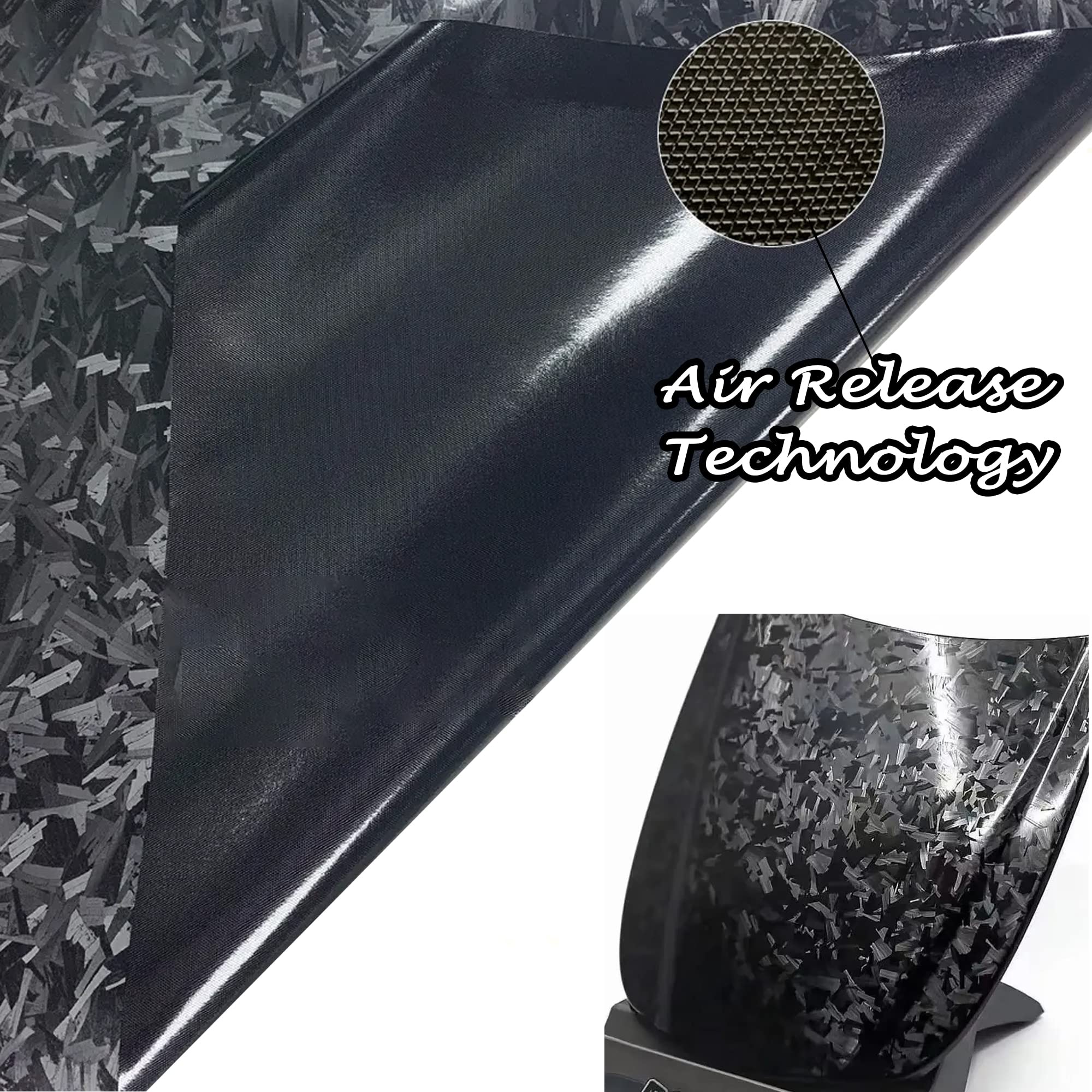Black Forged Carbon Fiber Vinyl Wrap Roll, Lypumso Matte Black Car Wrap Vinyl With Bubble Free Air Release Auto Diy Decal Vehicl