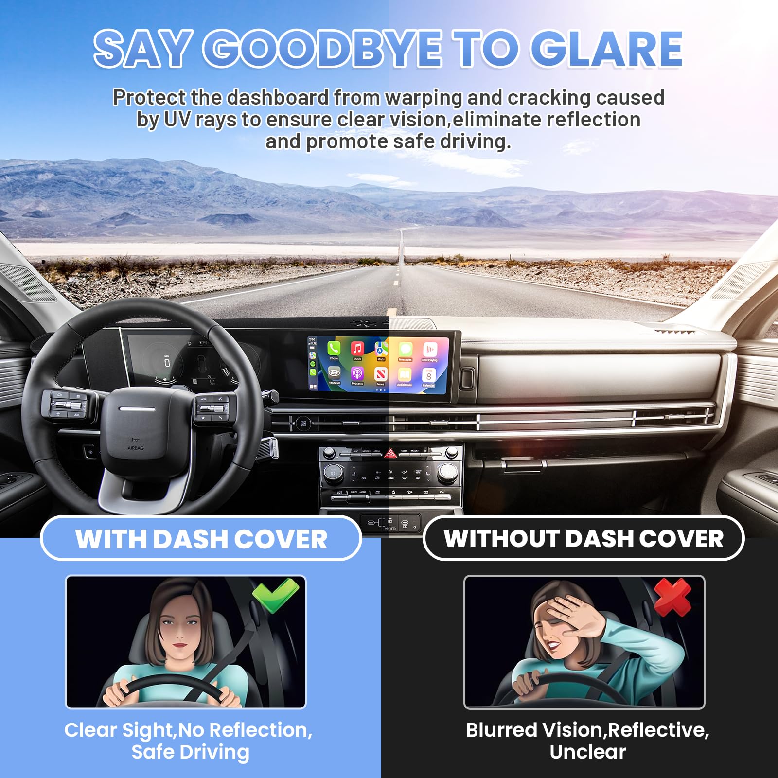 Sunsdrew Custom Fit Dash Cover For 2024 2025 Hyundai Santa Fe Mx5 Dashboard Cover Mat For Santa Fe Accessories Sunshade Nonslip