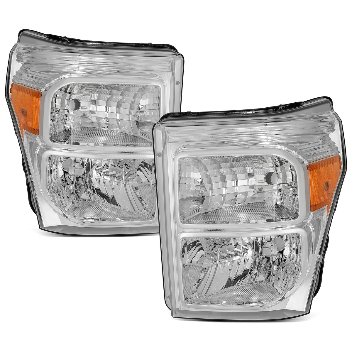 Autosaver88 Headlights Assembly Compatible With 2011-2016 Ford F-250 F-350 F-450 F-550 Super Duty Replacement Headlamp Chrome Ho