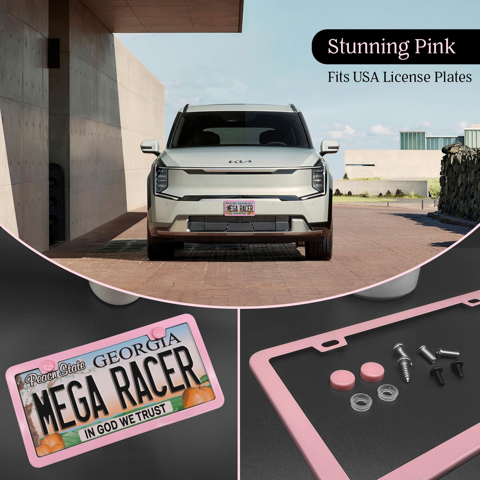 Pink License Plate Frames For Women | Pink Car Plate Frame Holder | 2 Pack | Girly License Plate Frames | Cute License Plate Fra