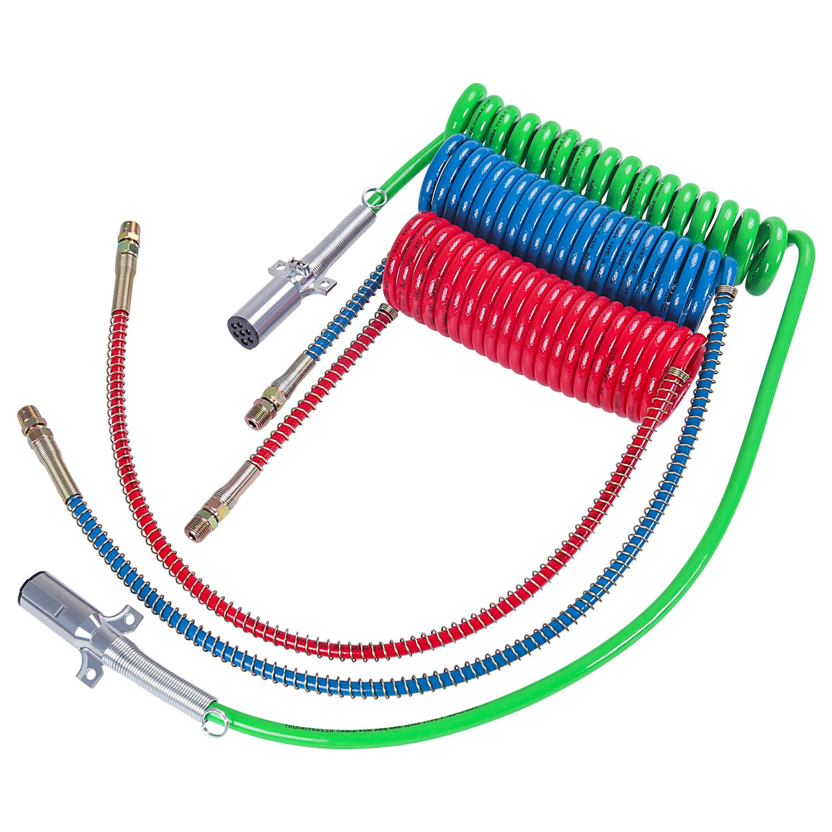Air Brake Coil & 7 Way ABS Power Cable, DAZAKOOT Air Brake Coiled Assembly Kit with 7-Way ABS Coil, 15FT Long with 40'' Lead