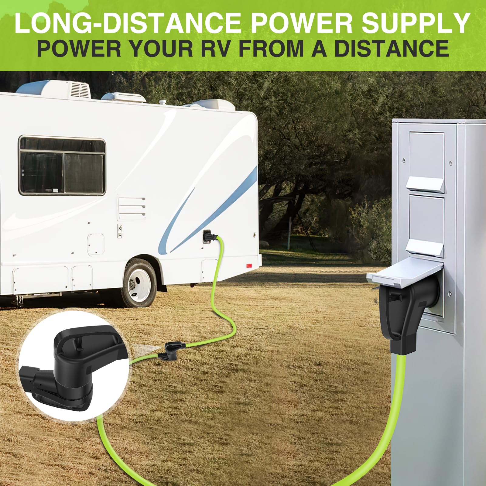 Nilight 50Ft 50 Amp Rv Extension Cord 250V Heavy Duty 6/3+8/1 Gauge Pure Copper Stw Wire Ul Etl Listed 4 Prong 14-50P 14-50R Wea