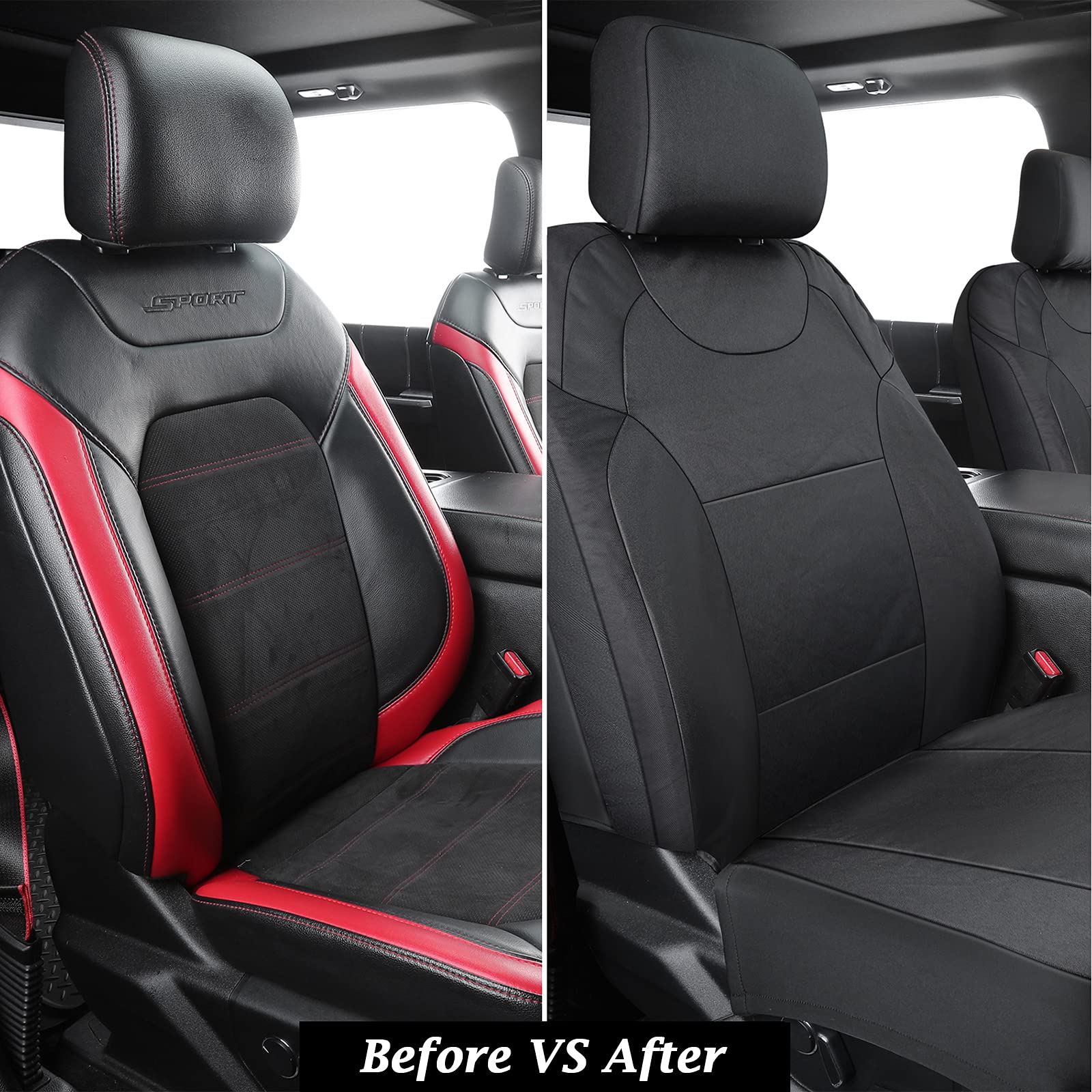 Coverado Front Seat Covers, Waterproof Oxford Seat Protector For Car Seat Cushions For Kids & Dogs, Compatible With 2015-2024 Ford F150 & 2017-2024 Ford F250 F350 F450 (Black, 2Pcs)