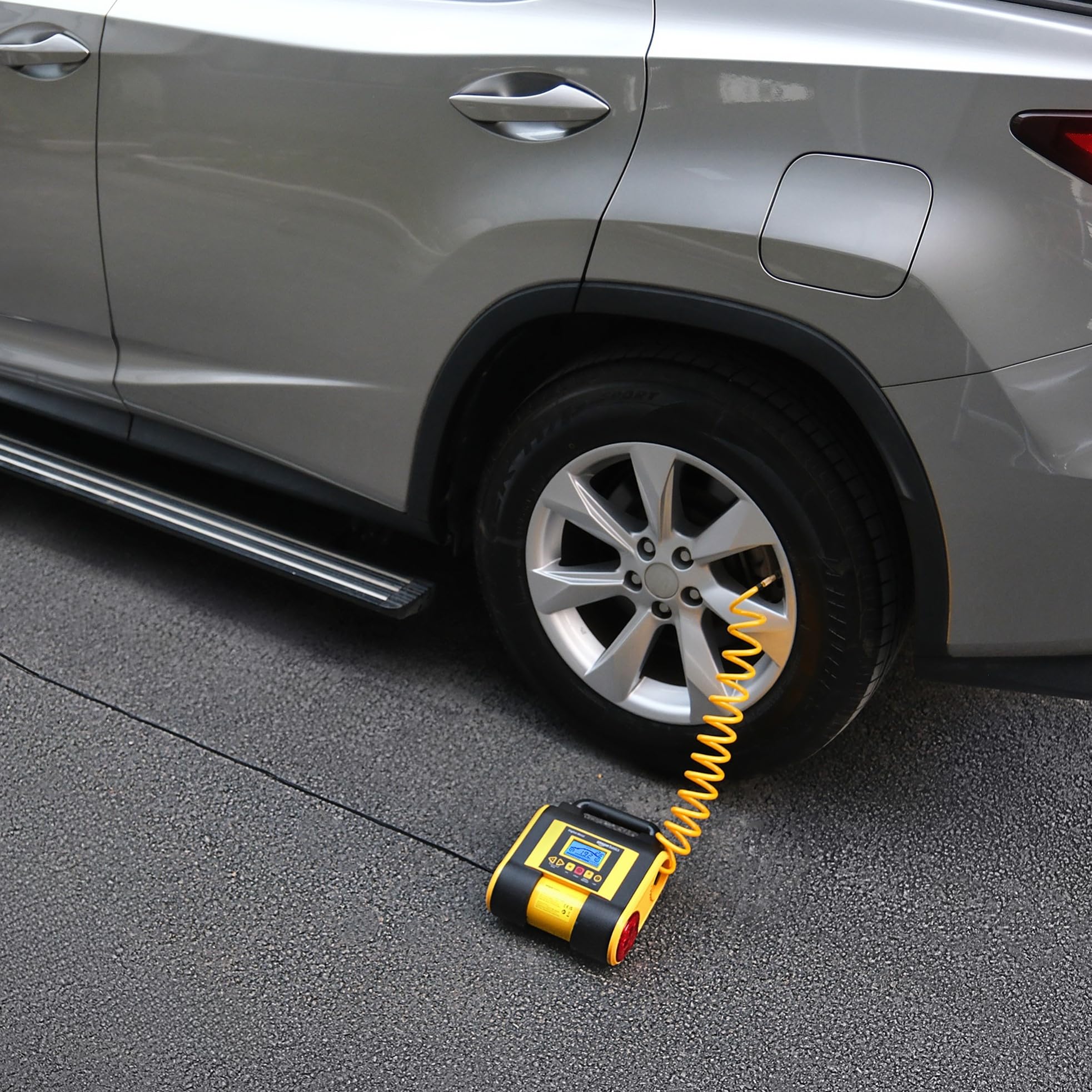 Amazon Basics Portable Car Tire Inflator With Digital Pressure Gauge, 150 Psi, 12V Dc, Black