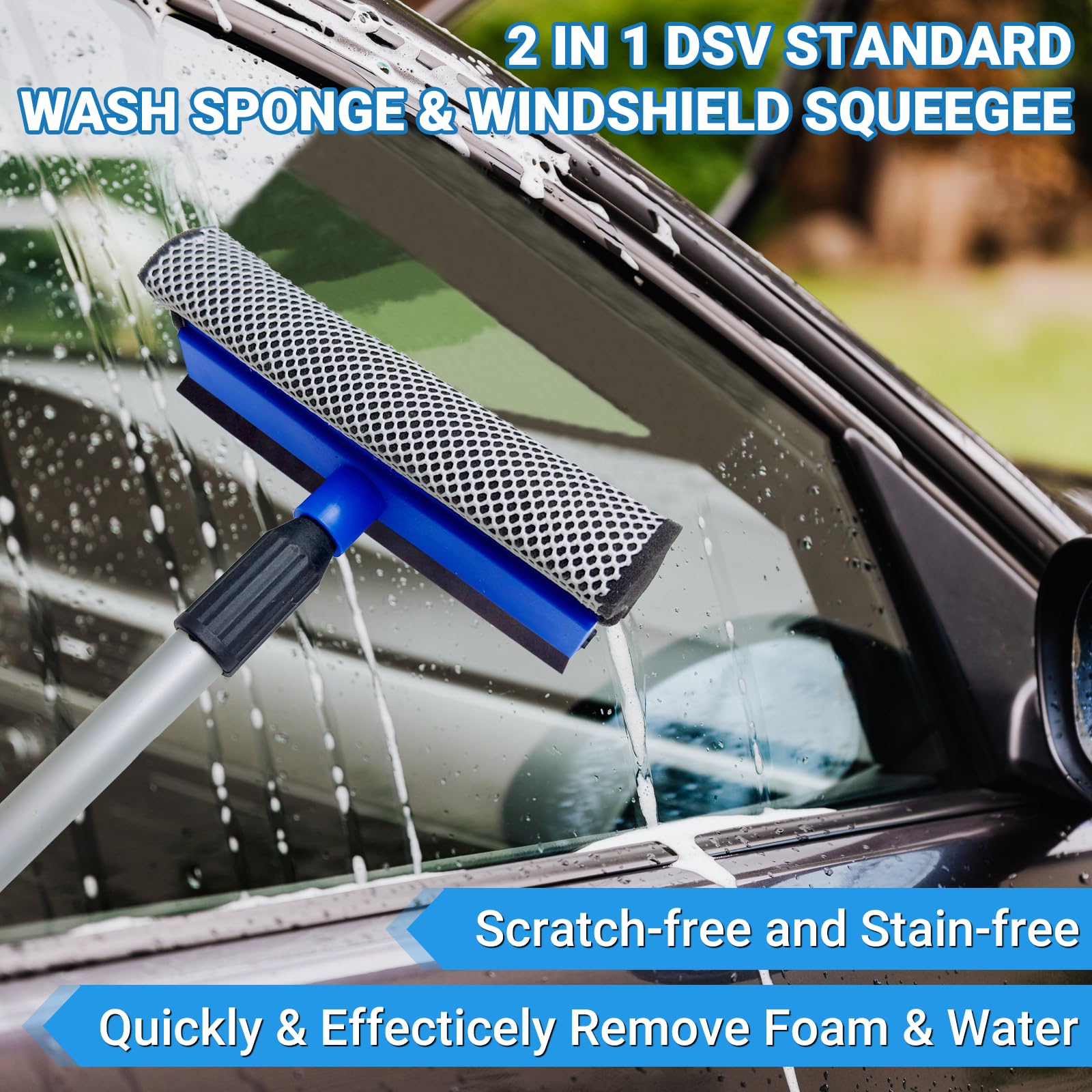 72'' Car Wash Brush With Long Handle, On/Off Switch For Car Rv Truck Boat Washing Brush, Complete Cleaning Kit With Car Wash Mop