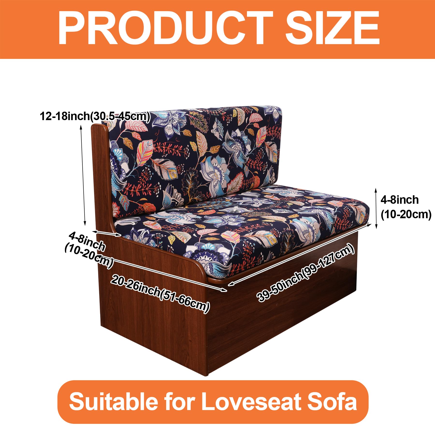 Fuangui Rv Dinette Cushion Covers - Stretch Camper Cushion Booth Seats Replacement - Washable Sofa Furniture Protector (B5, 2 Be