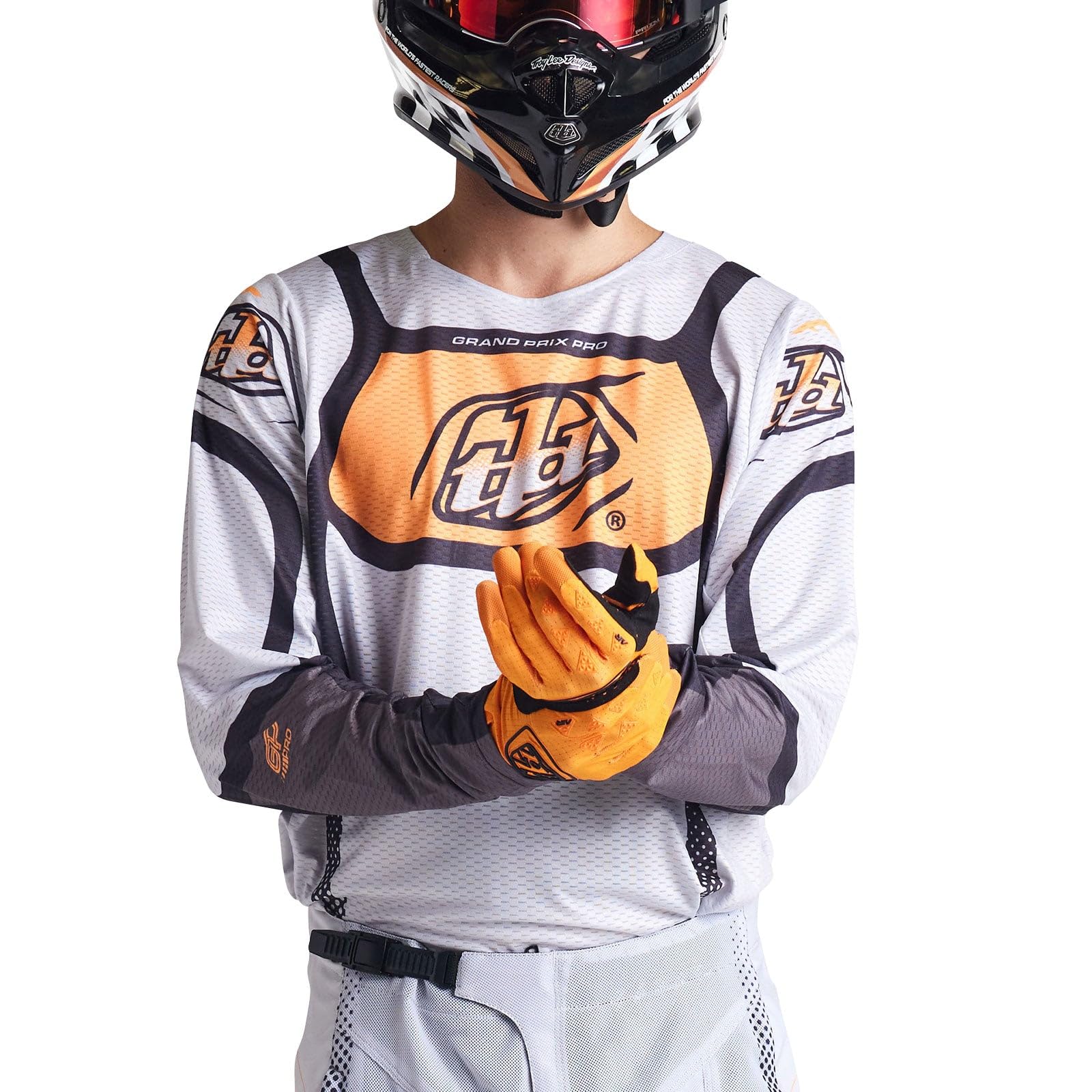 Troy Lee Designs GP Pro Air Adult Moto Jersey, Bands Gray/Neo Orange, Large
