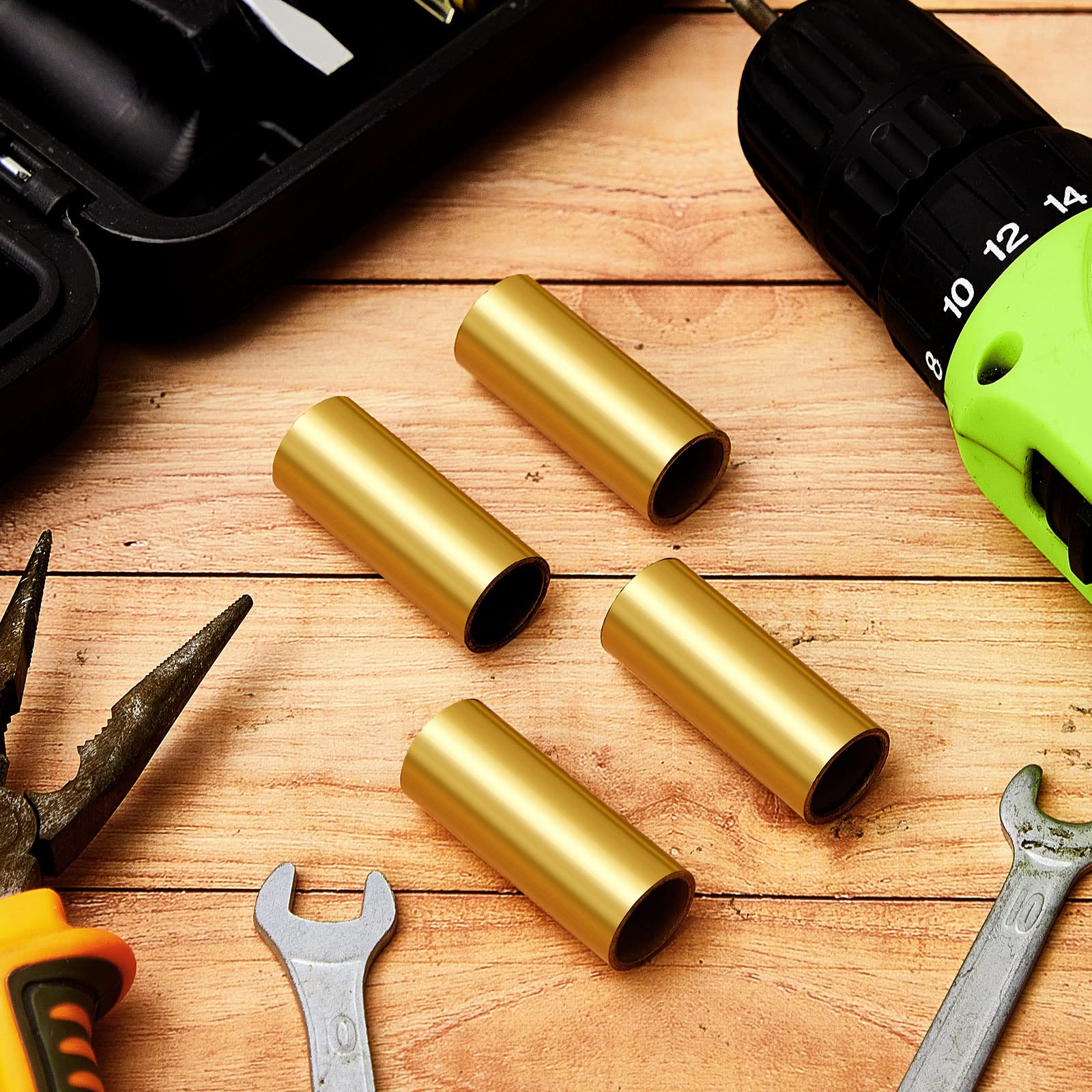 Dunzy 16 Pcs Trailer Leaf Spring Bushing Kit Shackle Bushings Brass Bushings Trailer Axle Bushing Tools For Trailer Axle Replace Double Eye Springs, Id 9/16' Od 11/16' (Bronze)