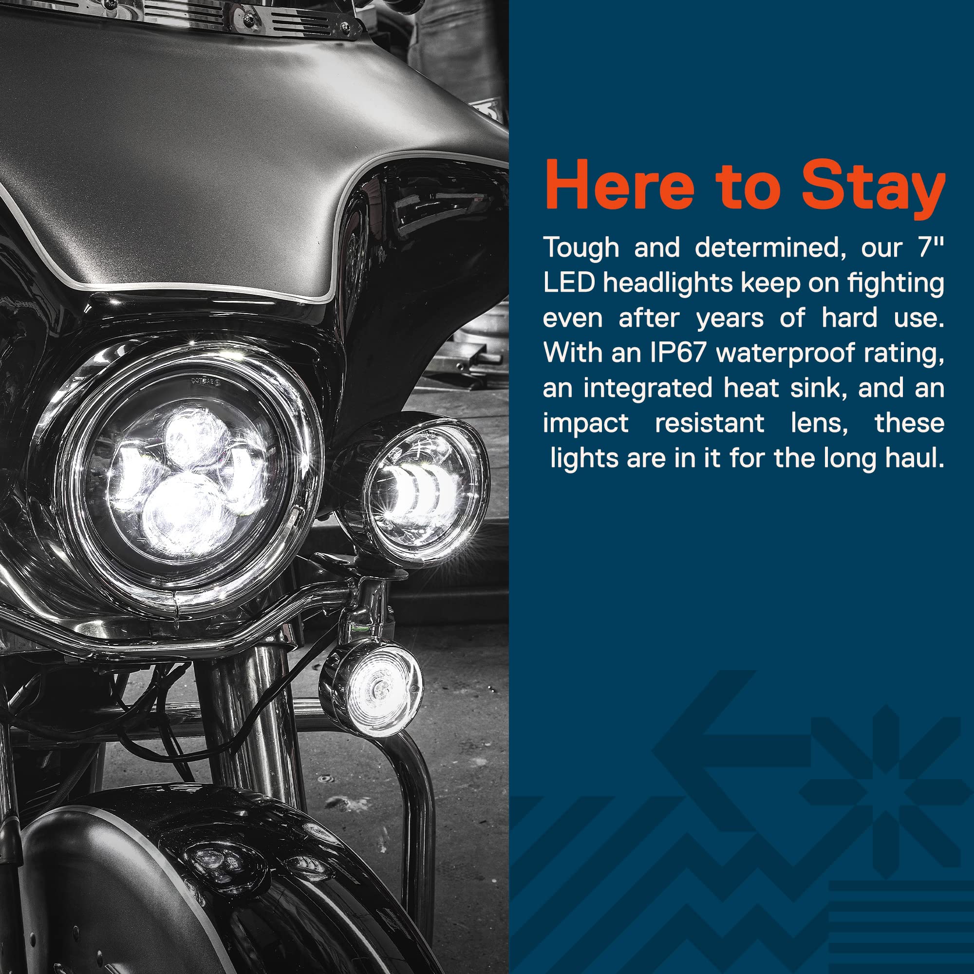 TRUE MODS 7'' LED Headlight for Harley Davidson [Black-Finish] [4500 Lumen] [H4 Converters Plug and Play] [Built-In CAN Bus] For