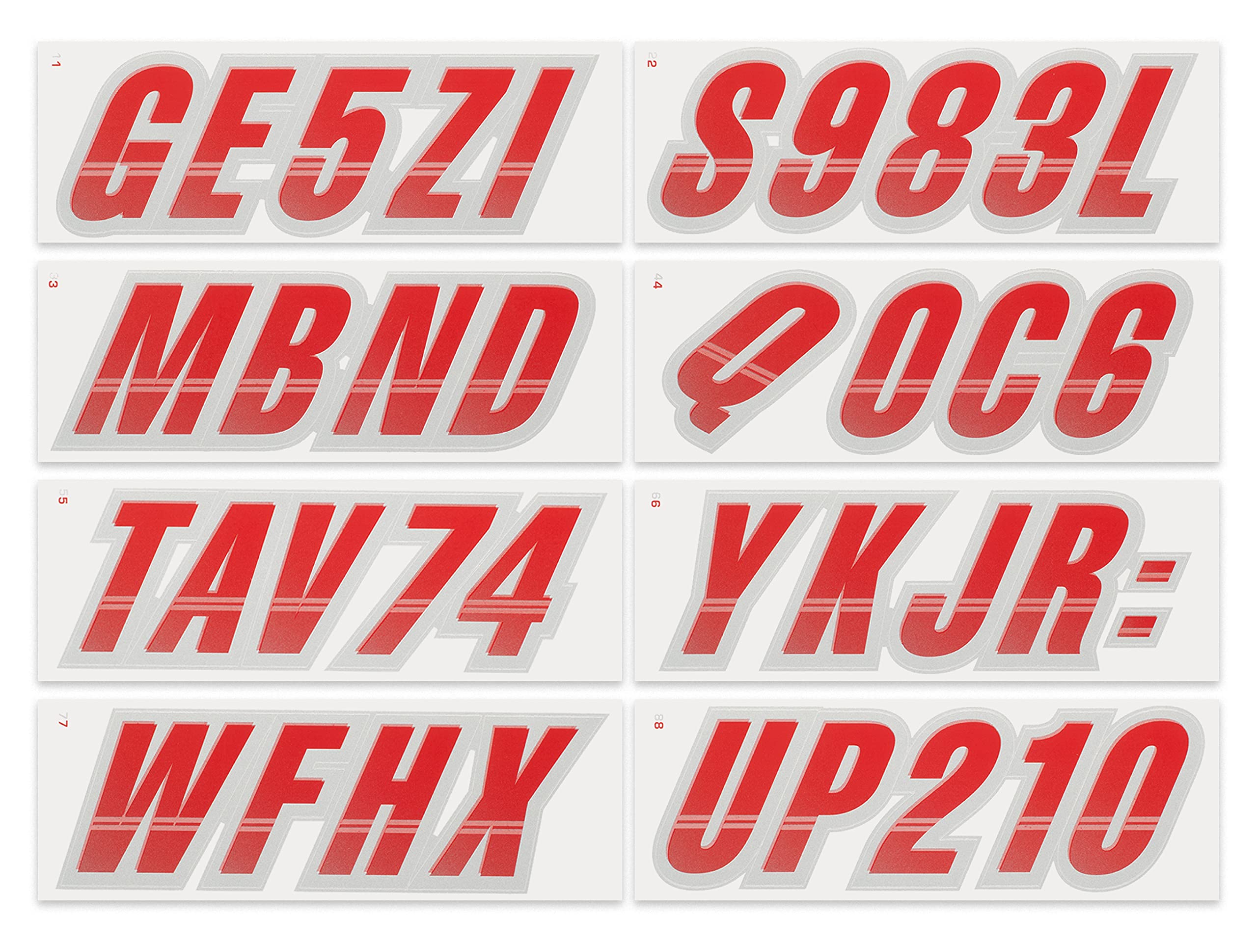Stiffie Techtron Red/Silver 3 '' Boat & Pwc Registration Decals  Numbers Letters Stickers