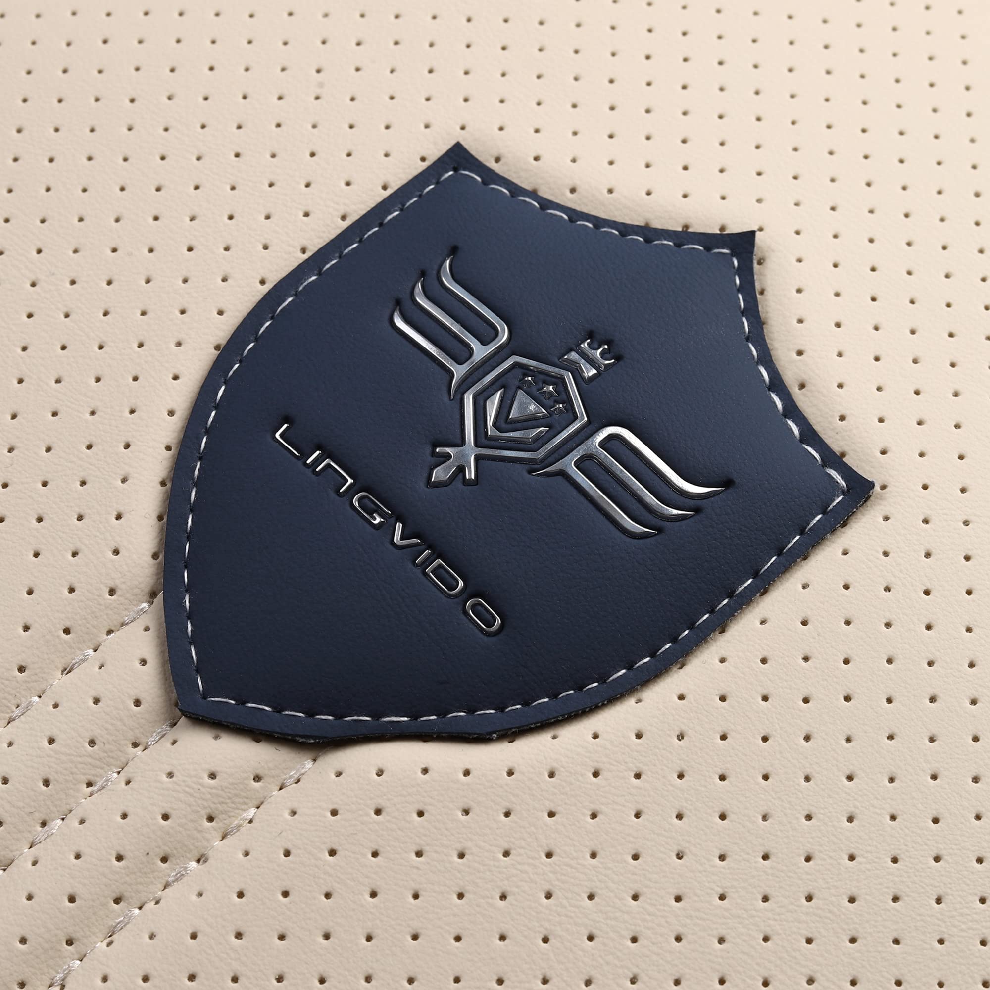 LINGVIDO Leather Car Seat Covers, Breathable Automotive Cover Cushion Accessories for Cars & SUV Truck Universal Fit Set (Blue &