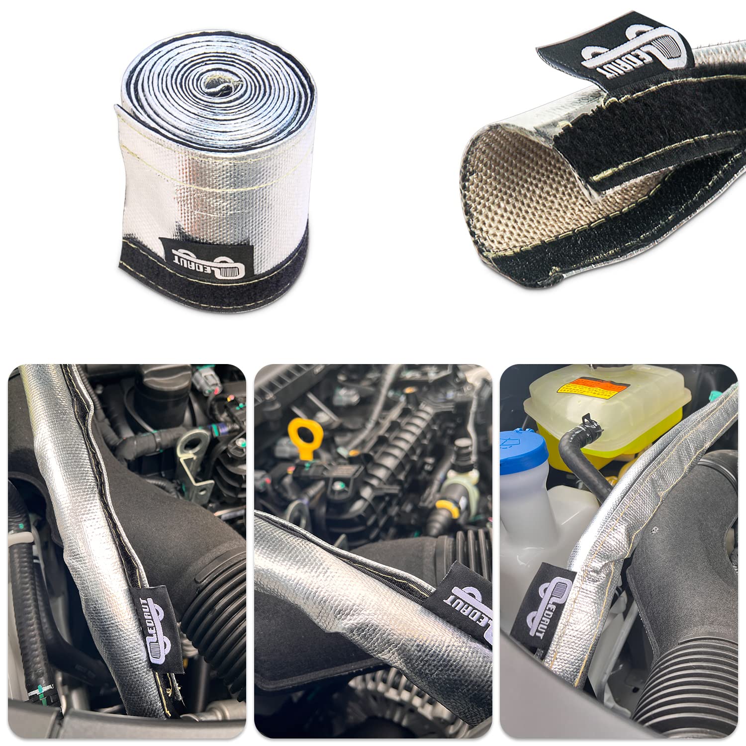 Wire Heat Shield Sleeve Aluminized Heat Shroud Heat Sleeving Fuel Line 2.2'' I.D. X 3Ft With 10 Pcs Stainless Steel Cable Metal