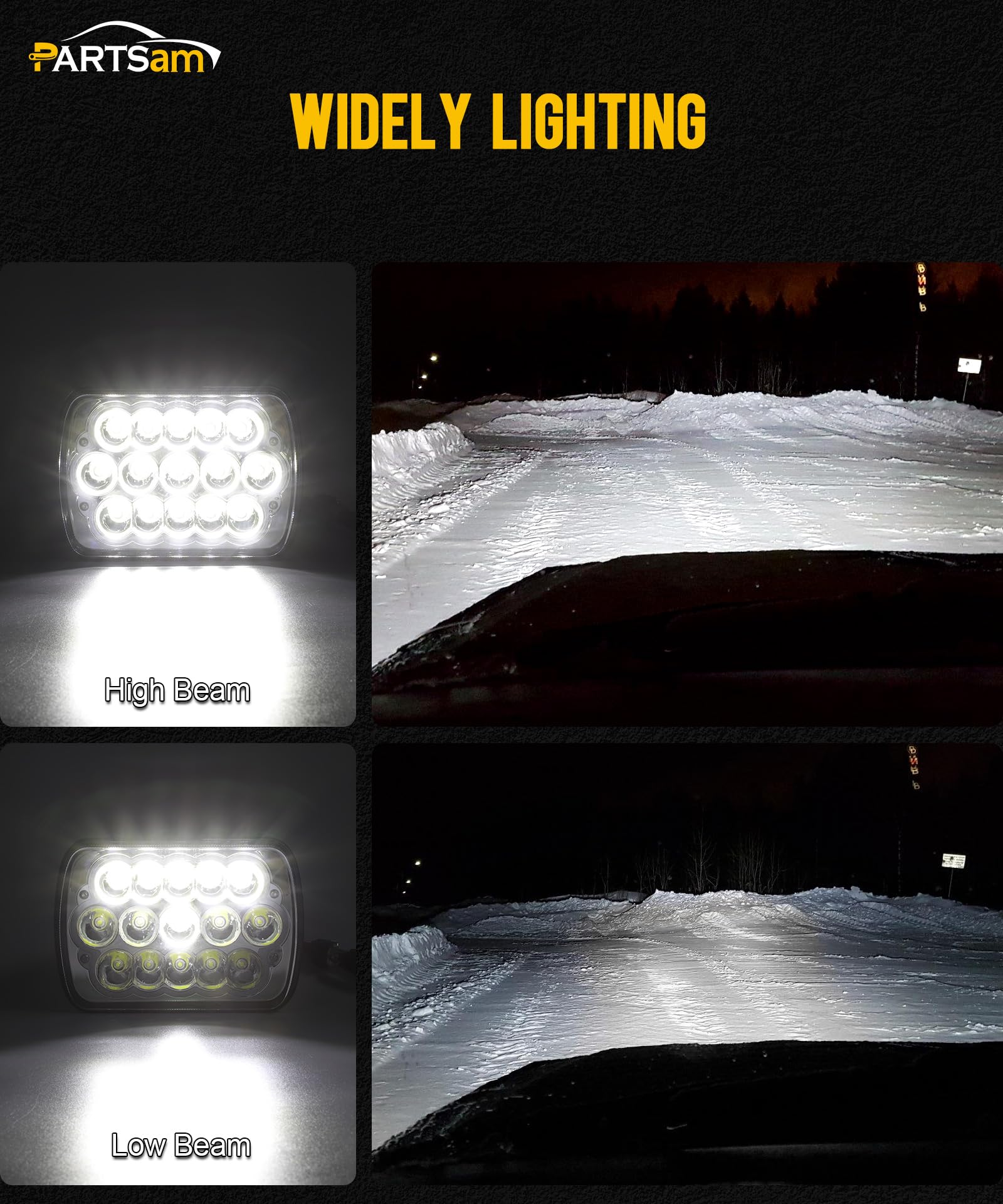 Partsam 2Pcs H6054 Led Headlights 7X6 5X7 Headlamp Anti-Glare Hi/Low Sealed Beam With Blue Drl Lights Compatible With Cherokee X