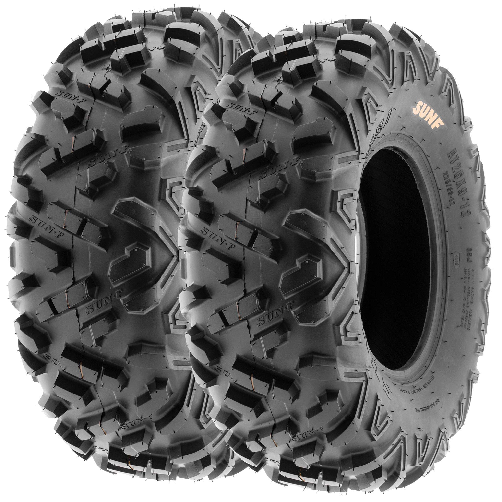 Set Of 4 Sunf Power.Ii Atv Utv Tires 26X9-12 Front & 26X11-12 Rear, All-Terrain Off Road, 6 Pr, A051