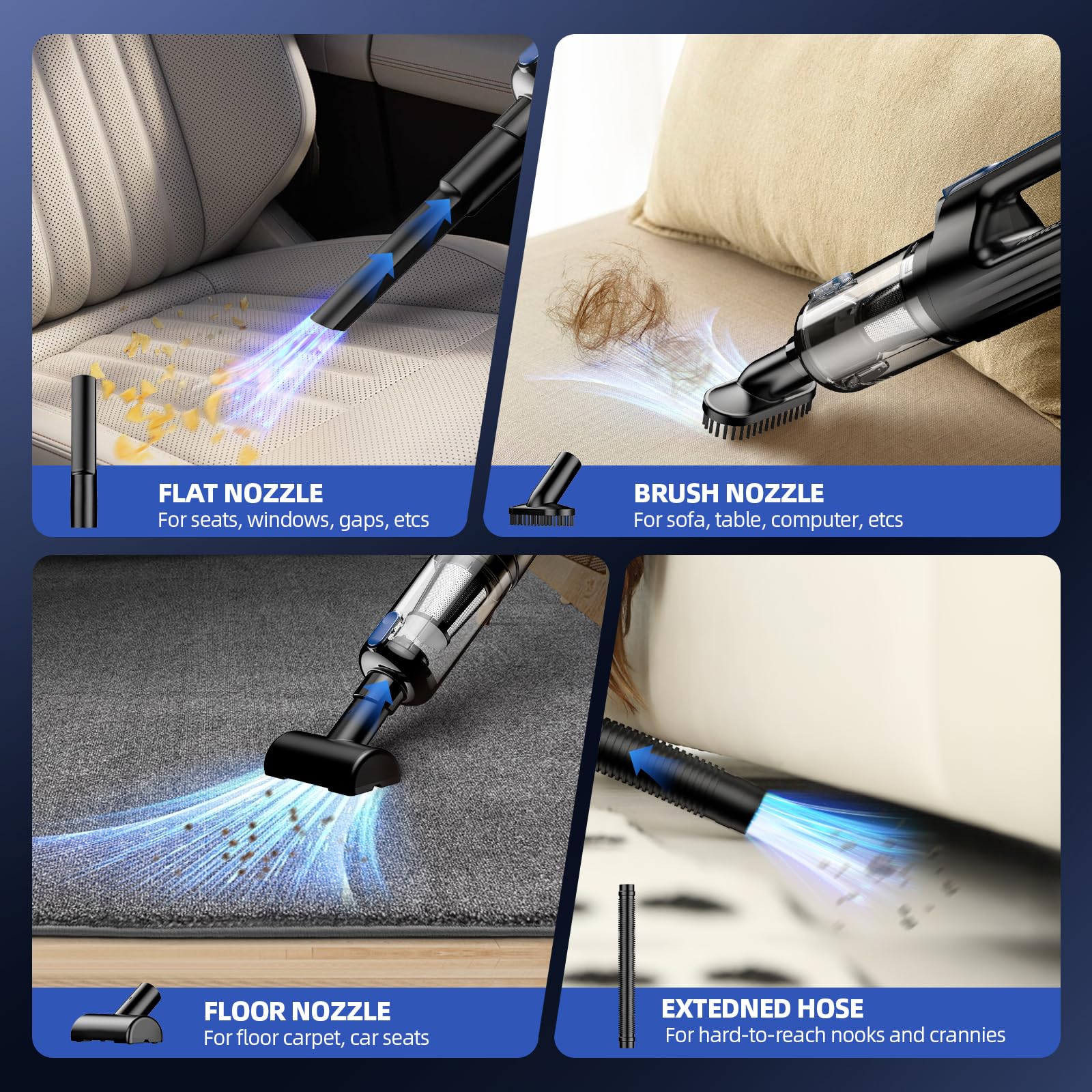 Monozel Car Vacuum Portable Cordless, 18000Pa 2 In 1 Vacuum Cleaner&Air Duster, 130W Brushless Motor Handheld Vacuum Cordless Wi