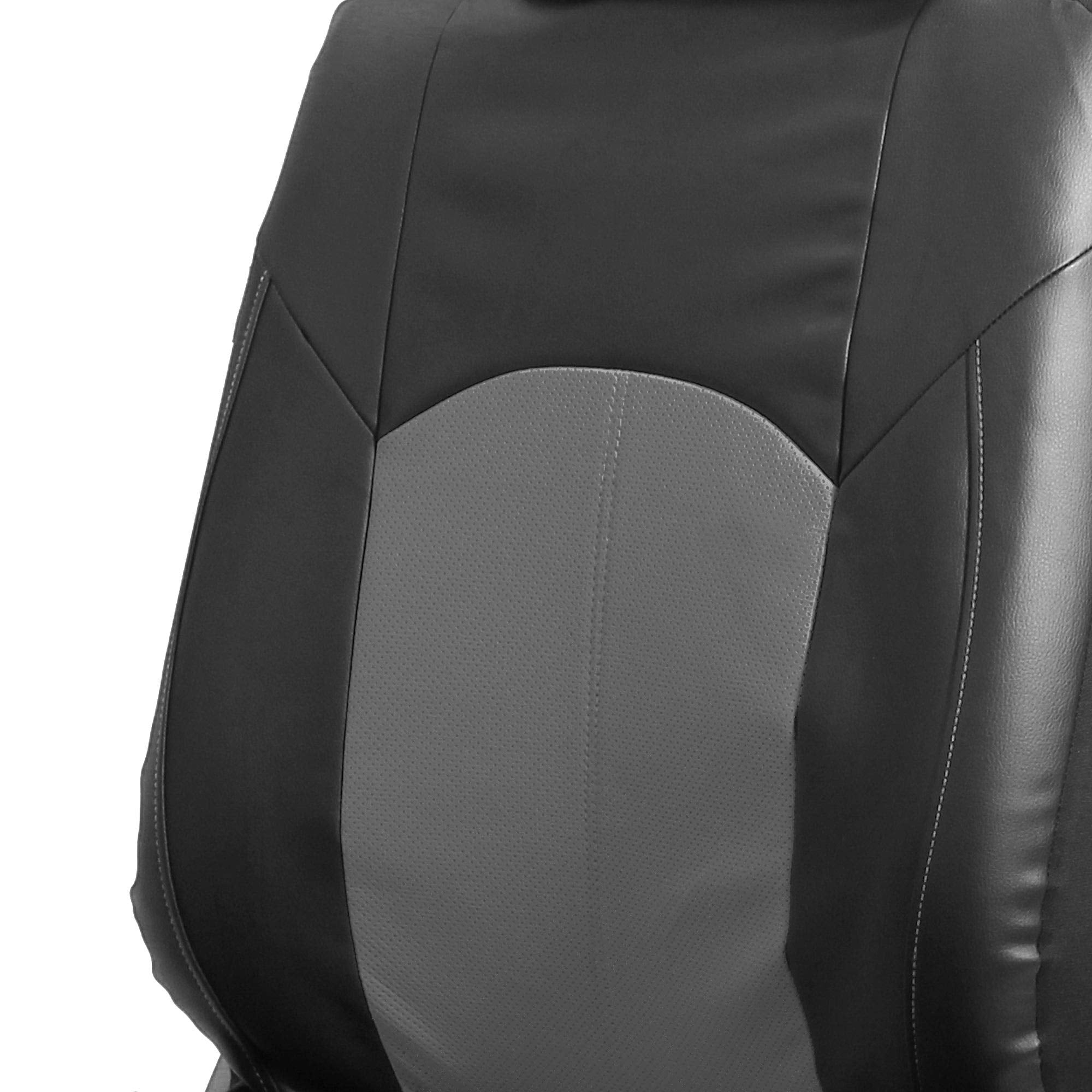 FH Group Highest Grade Faux Leather Split Bench Seat Cover, Rear Set - Universal Fit for Cars Trucks & SUVs (Gray/Black) PU00801