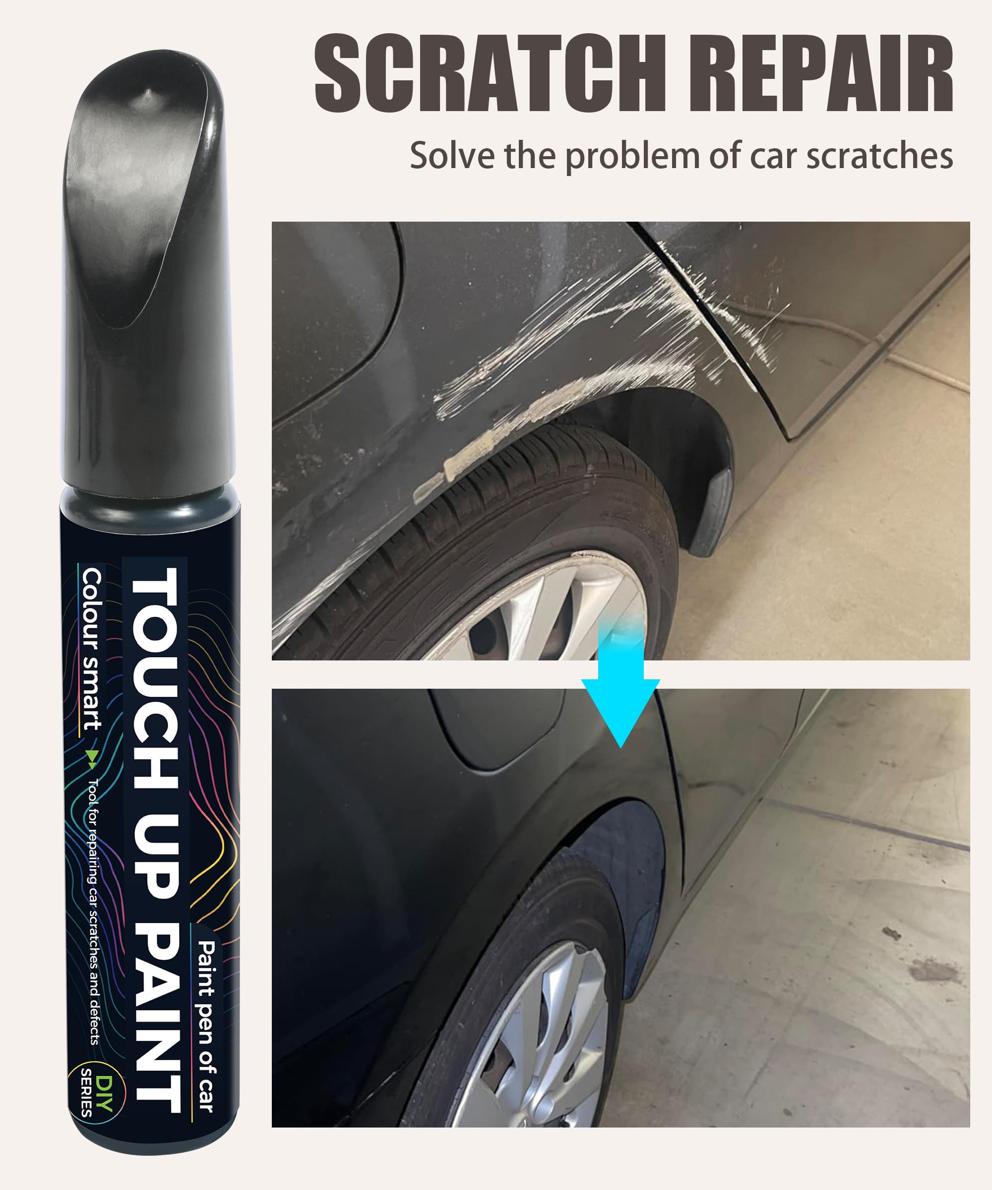 RACOONA Touch Up Paint Pen - Car Scratch Remover, Deep Scratch Repair for All Types of Cars (Black)