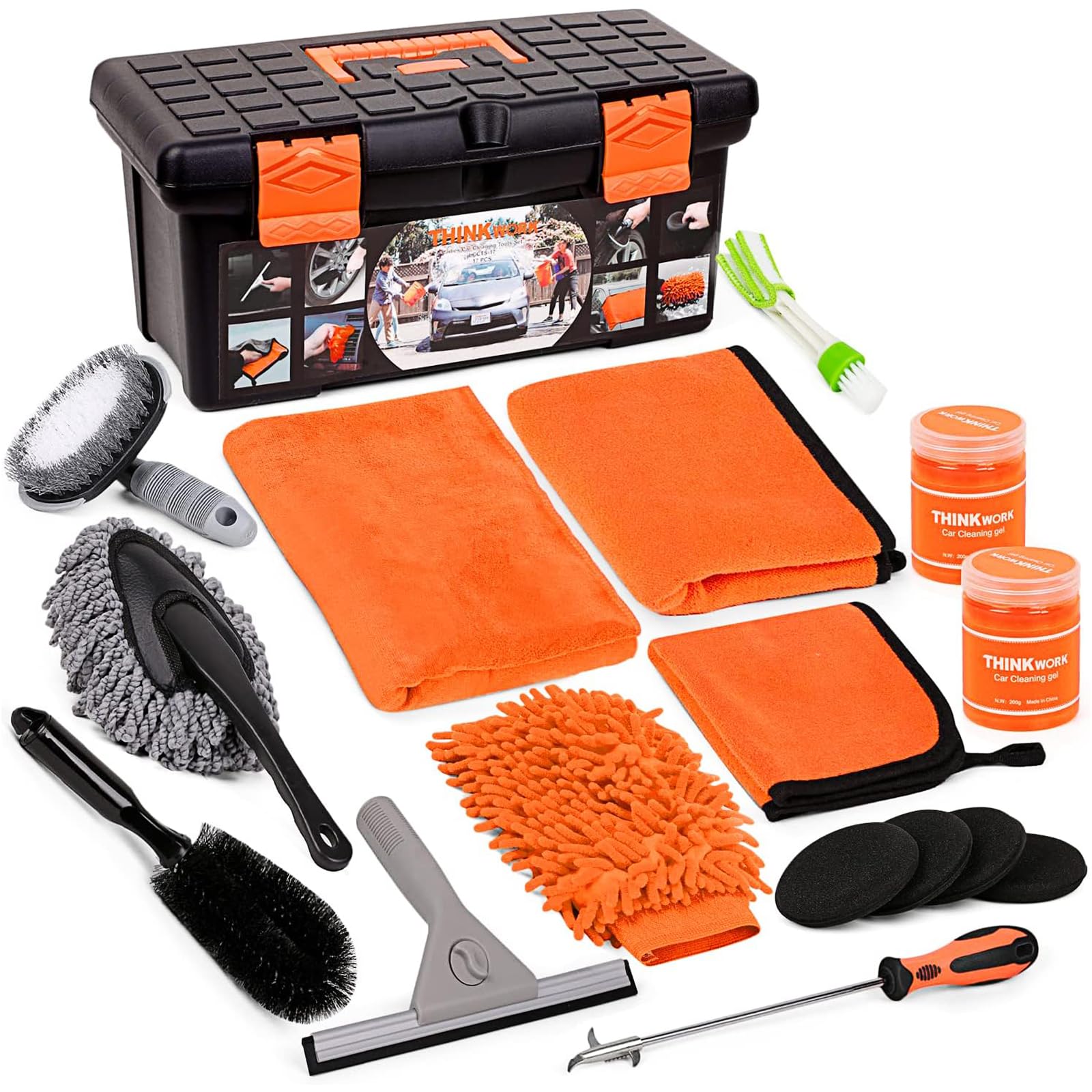 Thinkwork Car Cleaning Kit, Car Washing Kits For Vehicles, Car Detailing Kit Suitable For Small And Medium Vehicles Such As Cars, Trucks, Suvs(17Pcs)