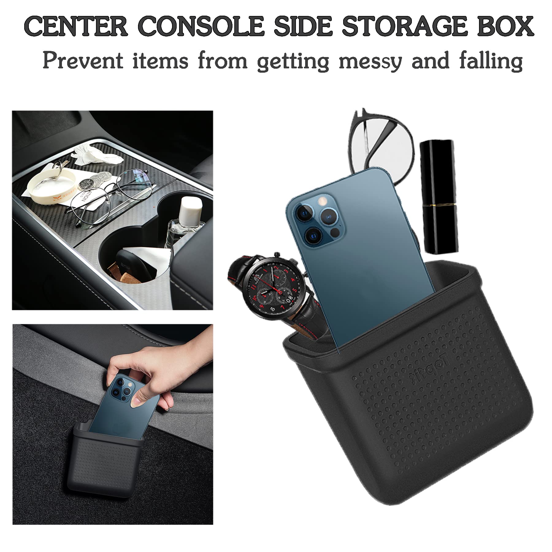 Evfitus For Tesla Model 3 Model Y Accessories Center Console Organizer Tray Storage Box Cell Phone Pocket Silicone Hook Bag Sung