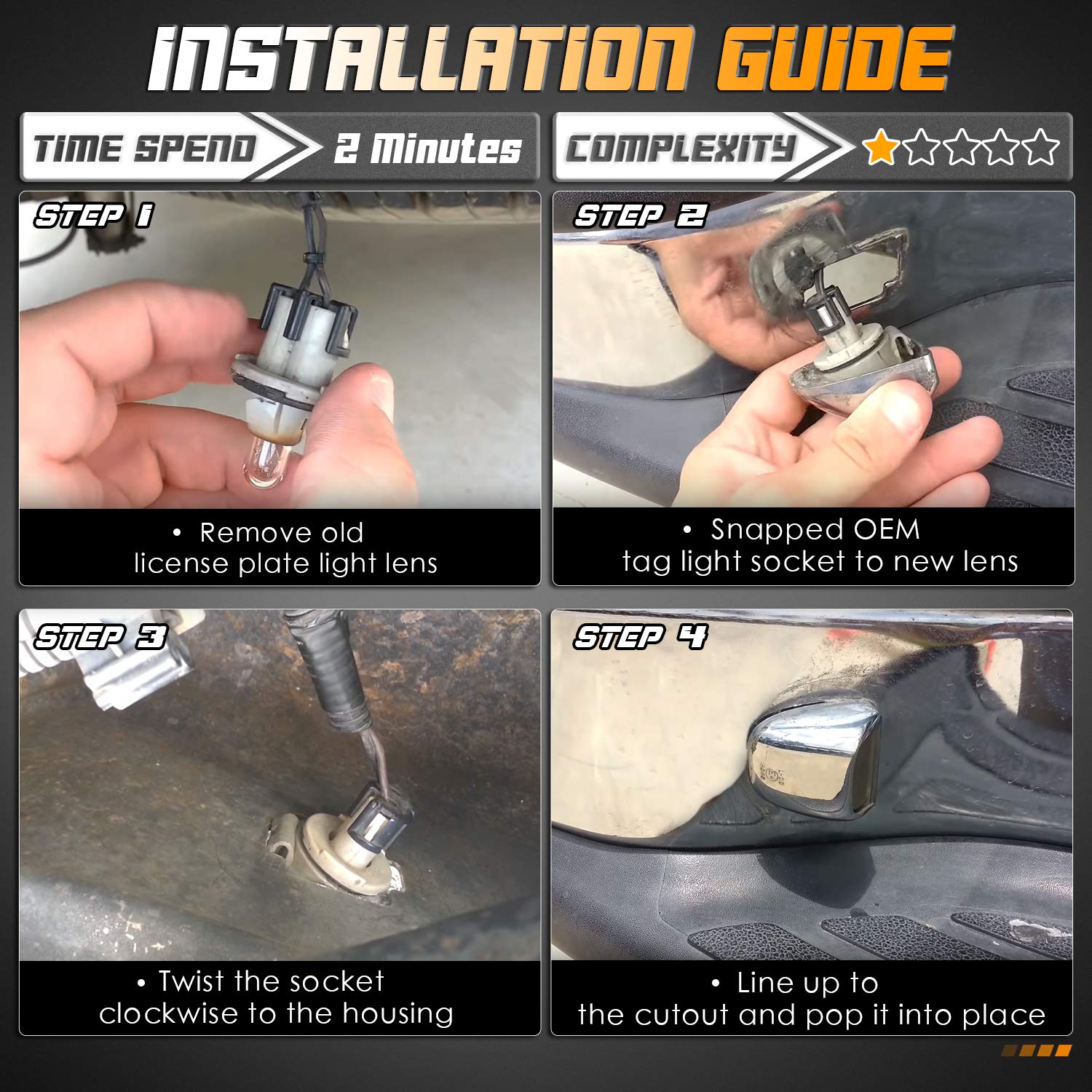 Hercoo License Plate Lights Lamp Lens Housing Compatible With Silverado Sierra Avalanche Suburban Escalade Yukon Gmc Cadillac St