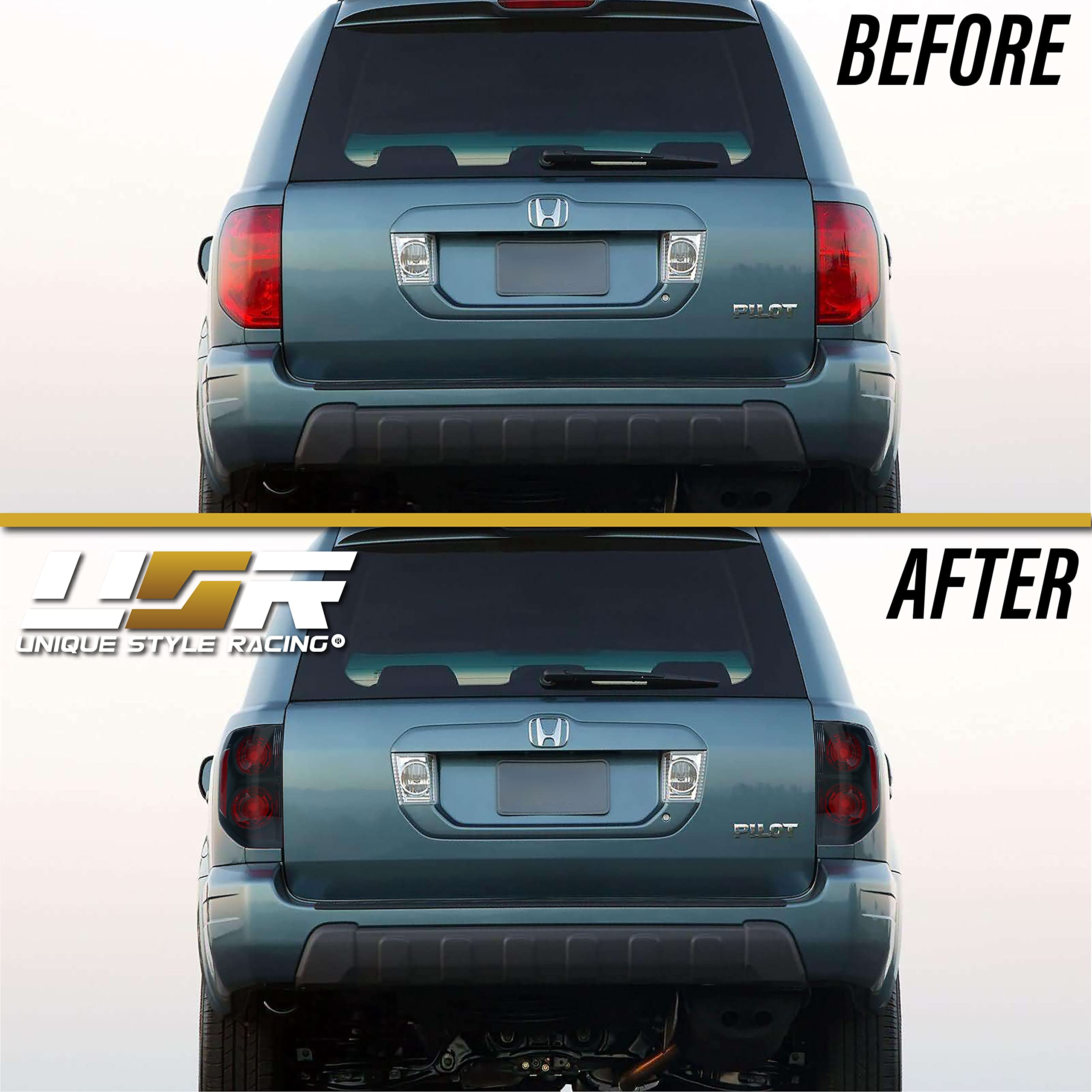 Usr Depo 03-08 Honda Pilot Tail Lights - Facelift Jdm Style Black Housing Light Shade Of Smoke Lens Rear Tail Lamps Set (Left + Right) Compatible With 2003-2008 Honda Pilot Suv
