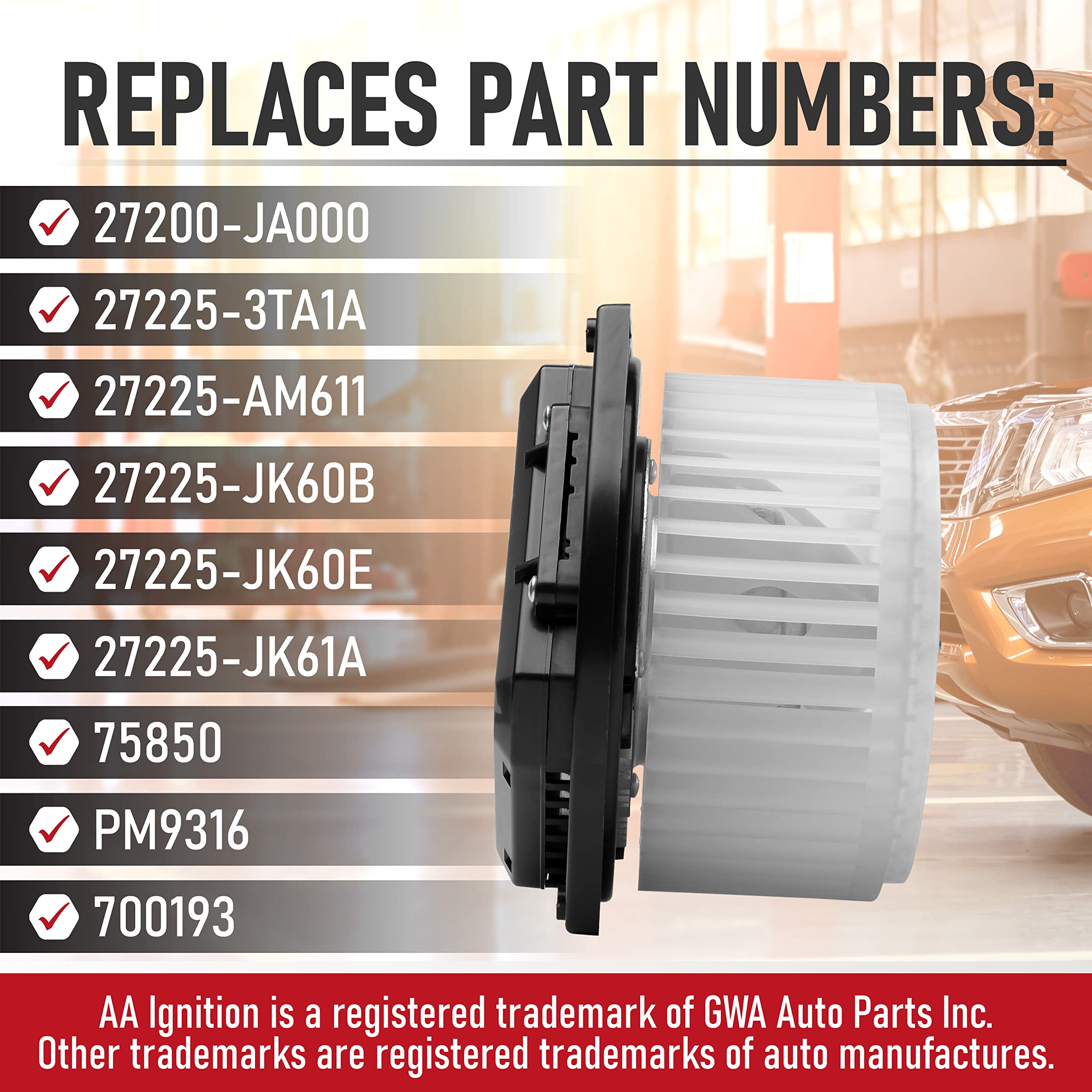 Replacement Blower Motor - Compatible With Nissan And Infiniti Vehicles - Altima, Maxima, 350Z, Murano, G35, Fx35, E35, G37 - Re