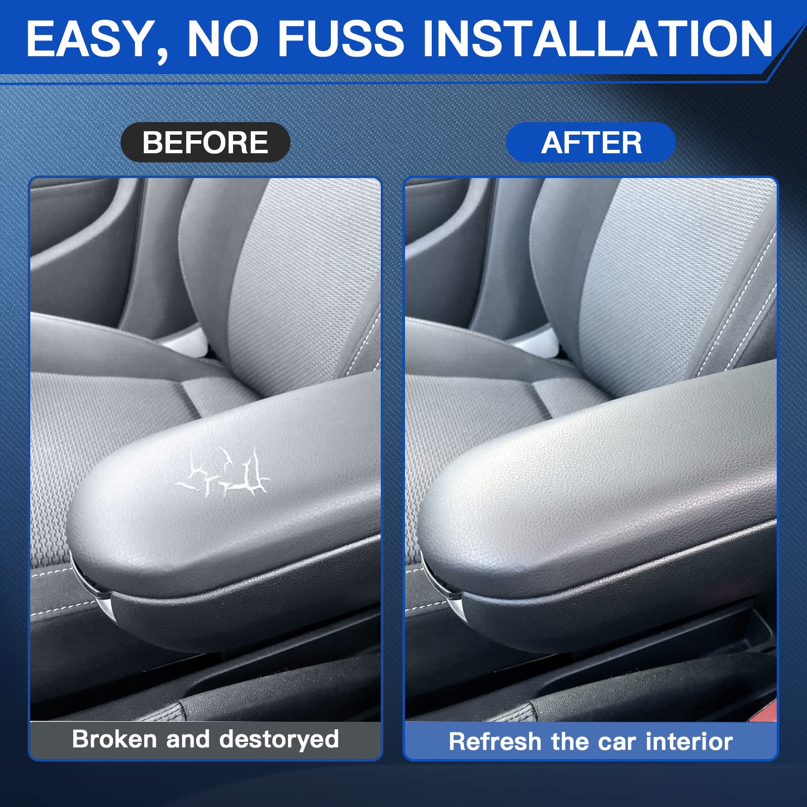 LUJUNTEC Center Console Armrest Latch Lid with Skin Cover fits 1999-2001 For Volkswagen For Beetle;1999-2005 For Volkswagen For