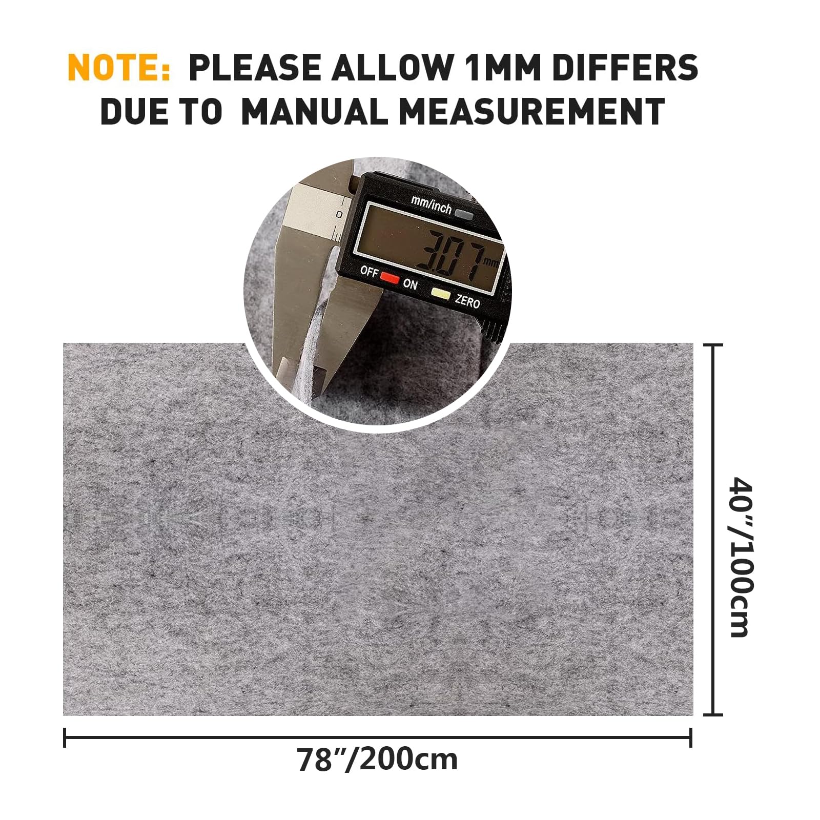 Halero 78''x40'' Light Gray Underfelt Carpet for Speaker, Sub Box Carpet, Auto, RV, Boat, Marine, Truck, Car Trunk Felt Fabric M