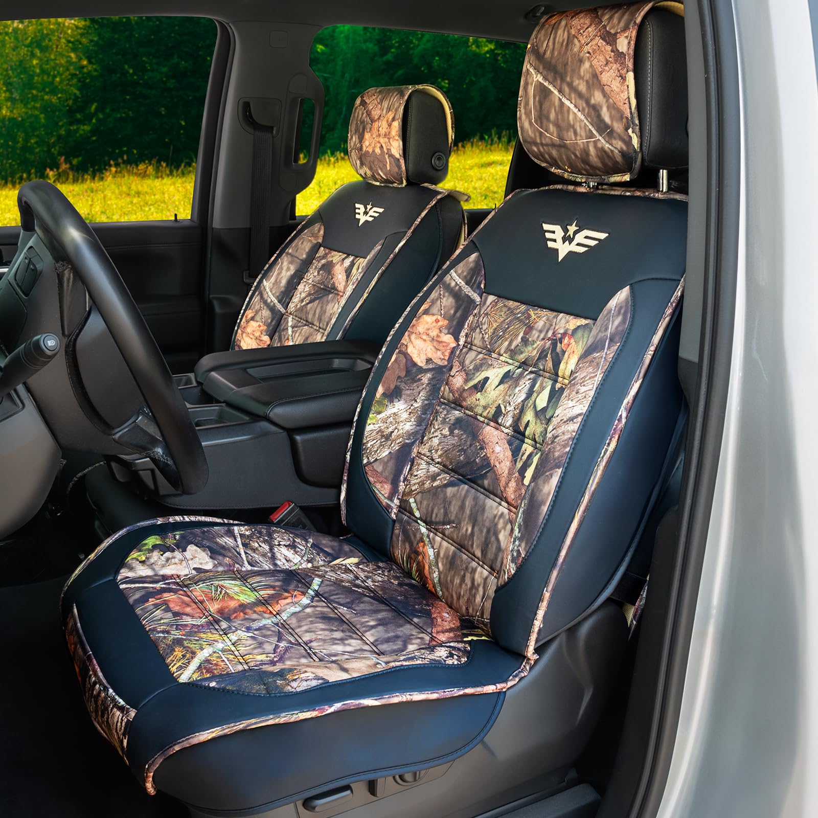 Mossy Oak Heavy Duty Premium Truck Seat Covers For Front Seats, Fits Full-Size Truck Suv, Padded Seat Cover With Bottom Wrap-Aro