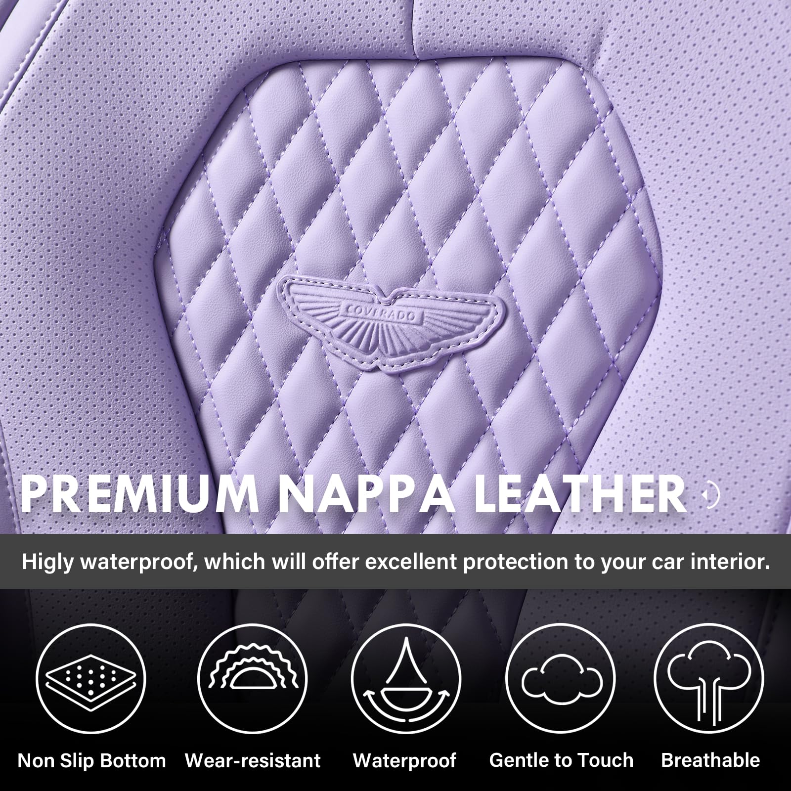 Coverado Car Seat Covers For Front Seats - Purple Luxury Cushion Protector, Leatherette Universal Fit For Most Cars