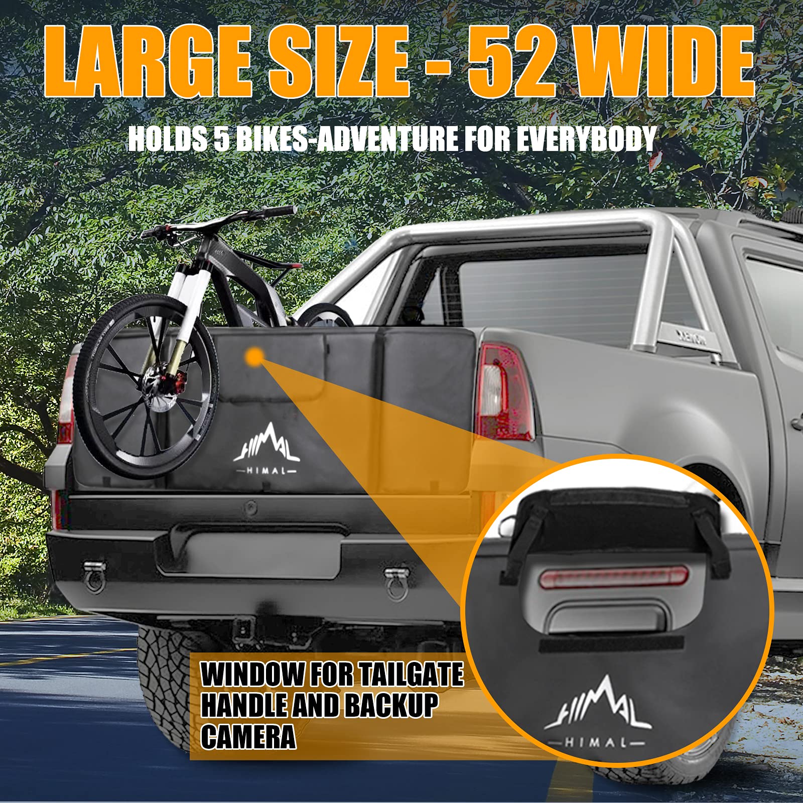Himal Outdoors Tailgate Pad for Mountain Bikes, Small Size, Fits 5 Bikes, with Tool Pockets, Truck Protection Pad