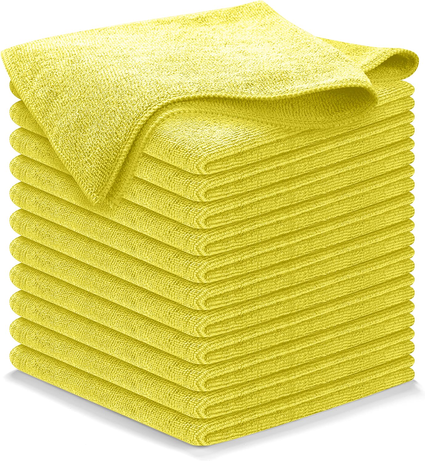Usanooks Microfiber Cleaning Cloth Yellow - 12 Pcs 12.5''X12.5'' - High Performance - 1200 Washes, Ultra Absorbent Towels Weave