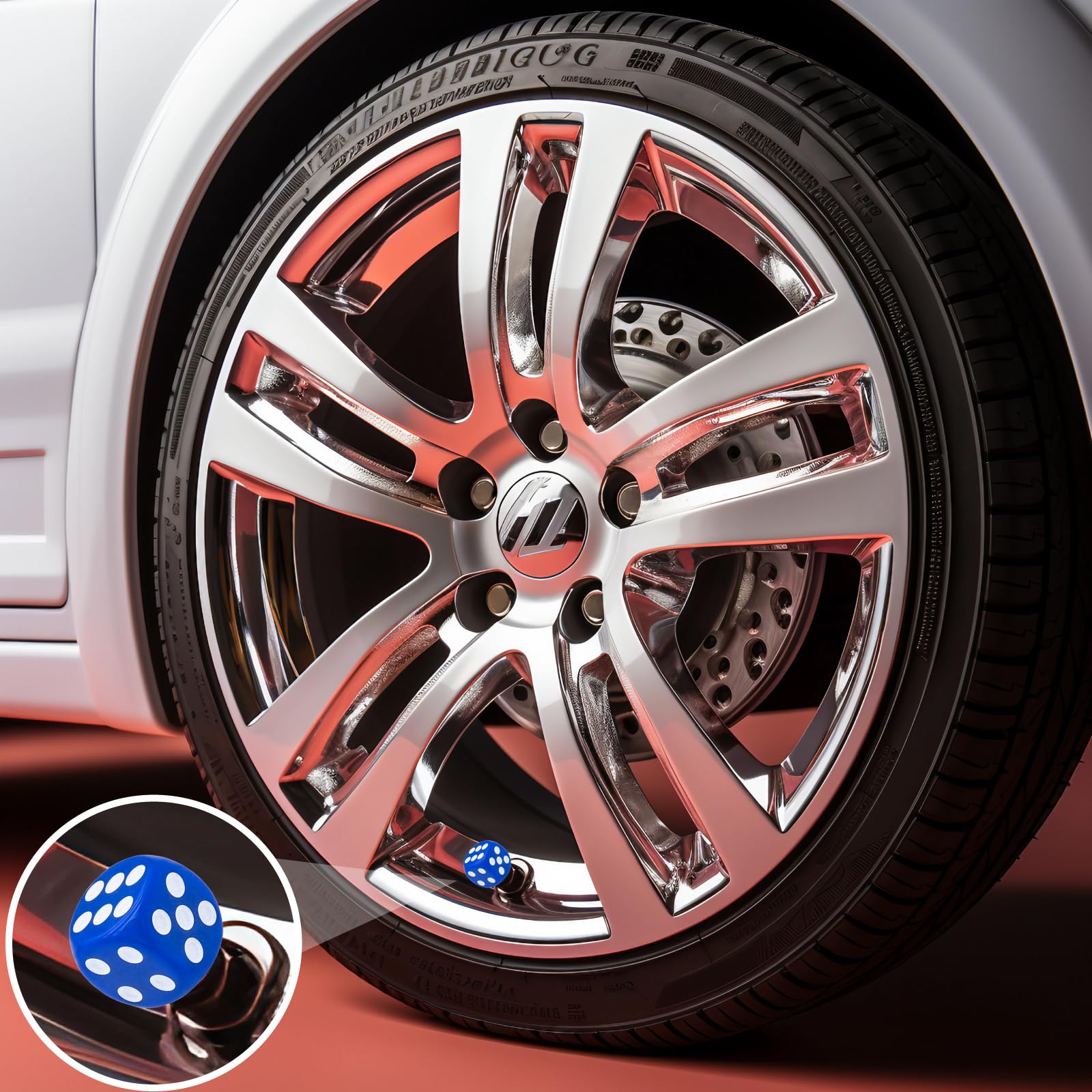 MEAJOO 4PCS Dice Tire Valve Stem Caps, Waterproof Airtight Car Wheel Tire Air Caps Universal Tire Valve Stem Covers for Cars, SU