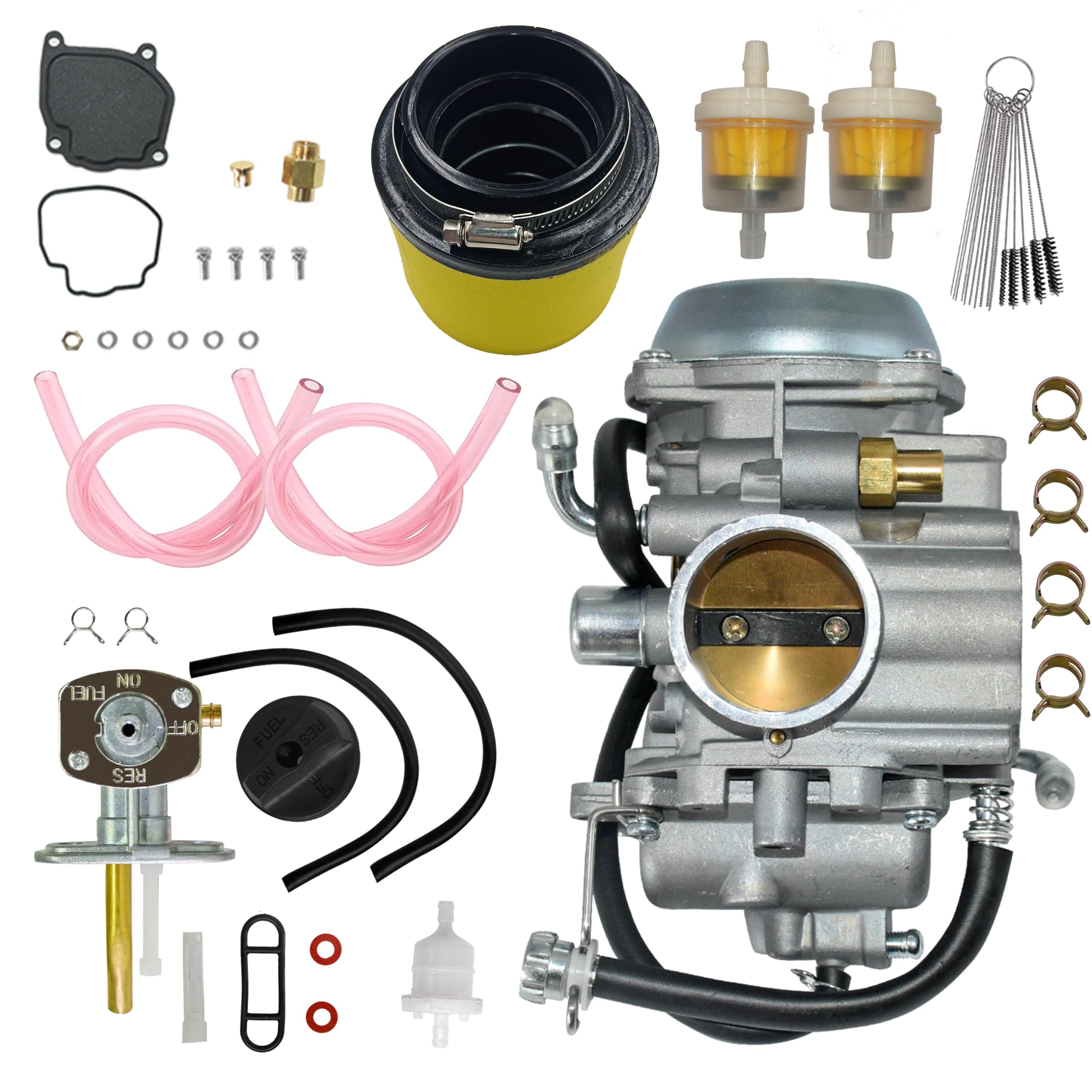 Lanigram 0470-352 Carburetor Fit For Arctic Cat 250 300 400 500 1998 1999 2000 2001 2X2 2X4 4X4 Atv 0470-362 0470-348 Carb With Petcock Fuel Shutoff Valve And Air Filter