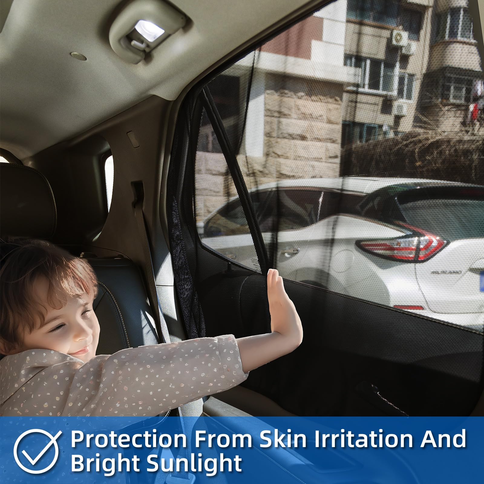 Aokway Magnetic Car Window Shades, 2Pcs Double-Layer Uv Protection Car Curtains For Rear Side Window Sun Shade, Universal Fit Fo