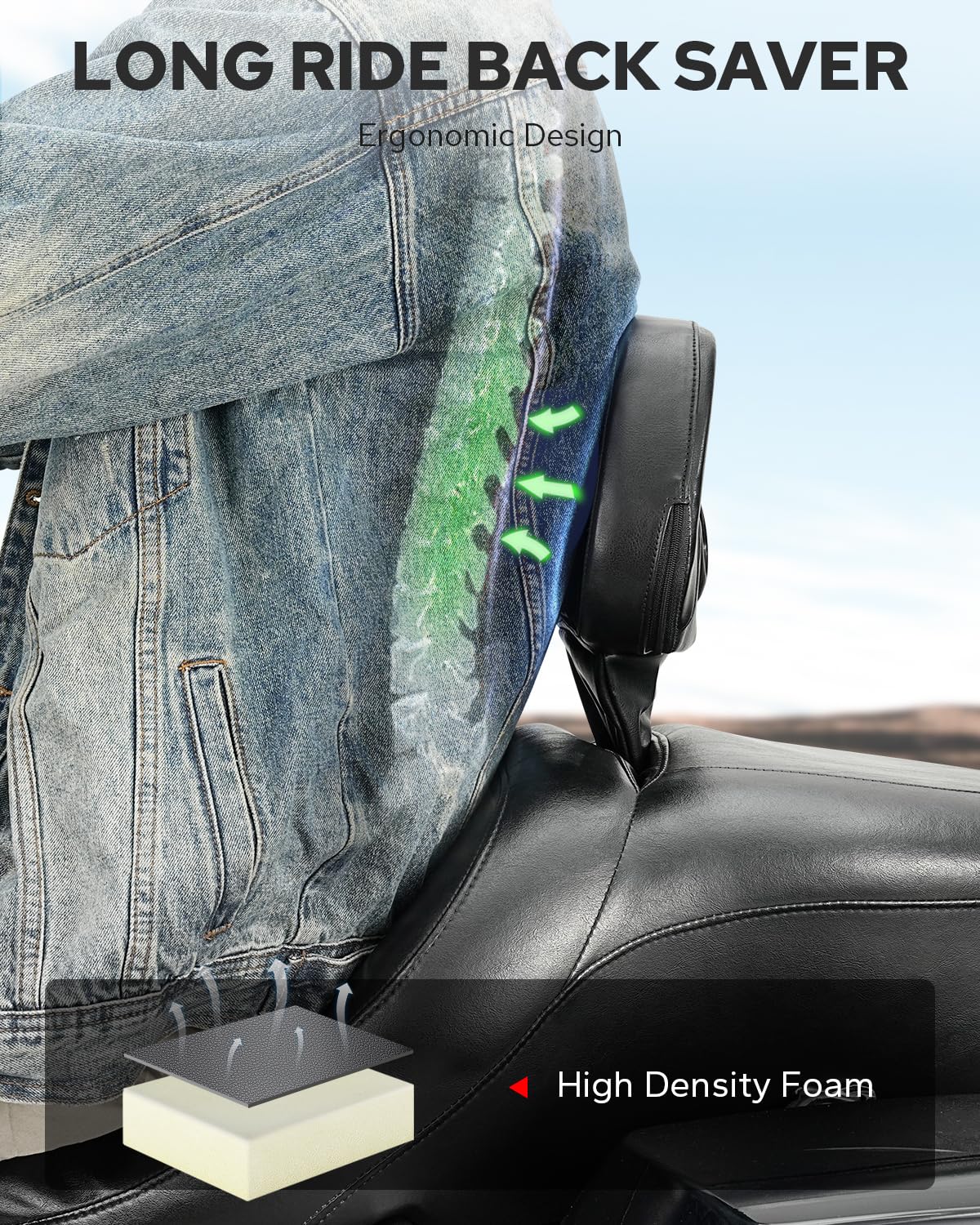 Benlari Rider Backrest, Adjustable Detachable Plug-in Driver Back Rest Pad Fit for Harley Davidson Touring Street Glide Road Gli