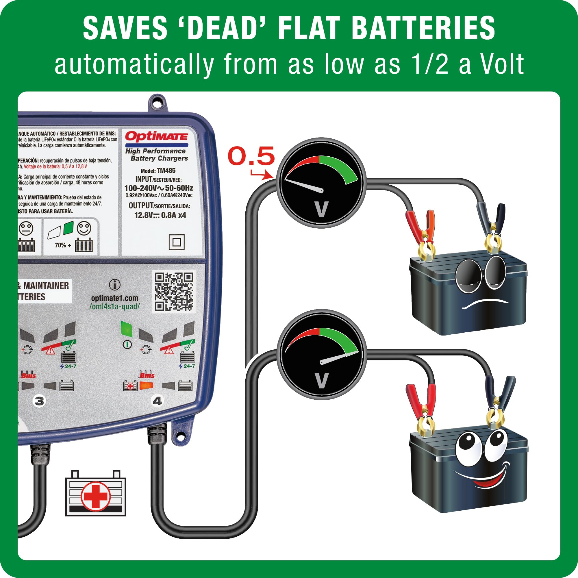 Optimate Tm-291 Lithium 4S 5A 10-Step 12.8V 5A Sealed Battery Saving Charger & Maintainer