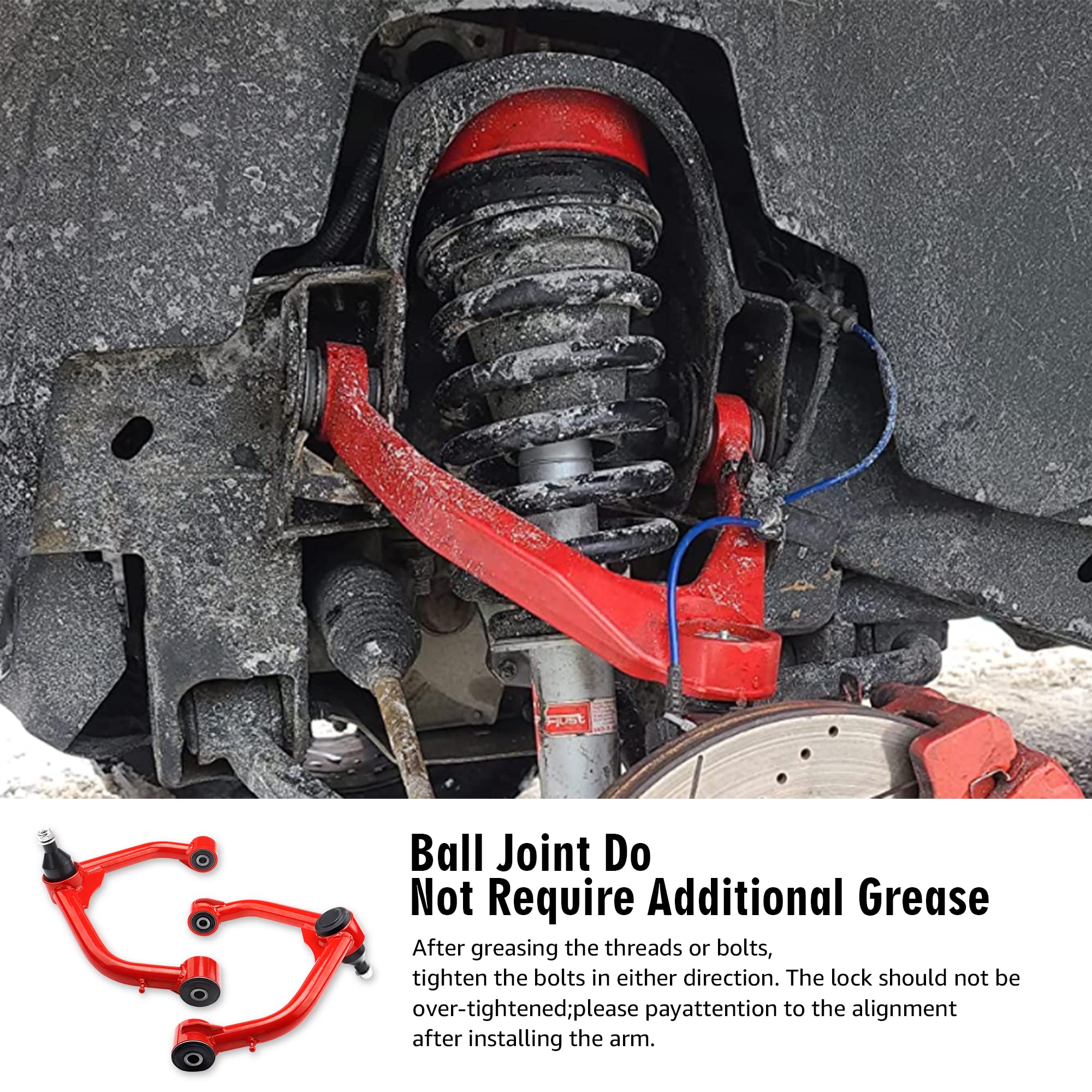 Yizbap 2Pcs Front Upper Control Arms With Ball Joint For 2006-2023 Ram 1500 2Wd 4Wd, 2-4 Lift Suspension Control Arms (Red)