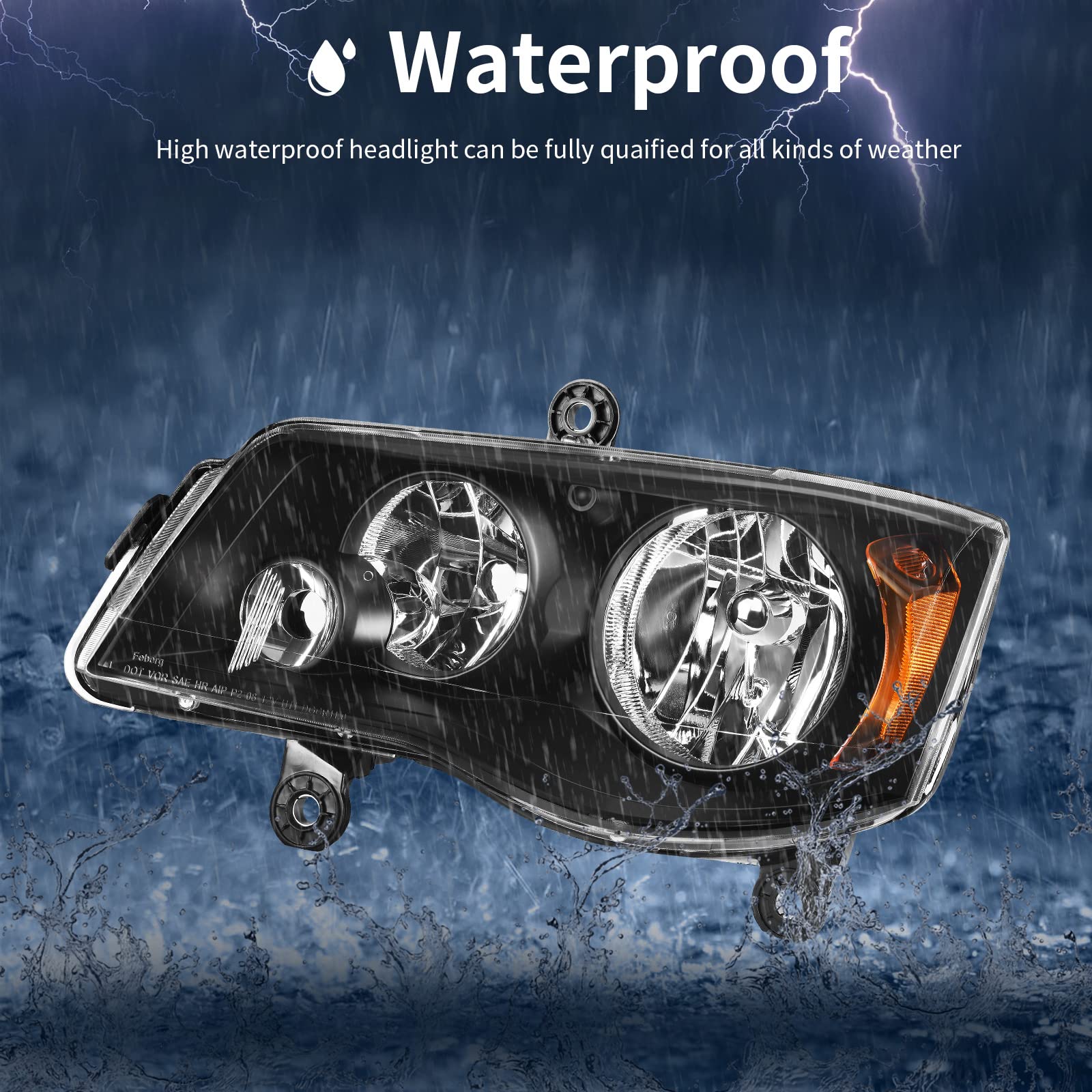 Autosaver88 Headlight Assembly Compatible With 2011 2012 2013 2014 2015 2016 2017 2018 2019 2020 Dodge Grand Caravan / 08-16 Chr