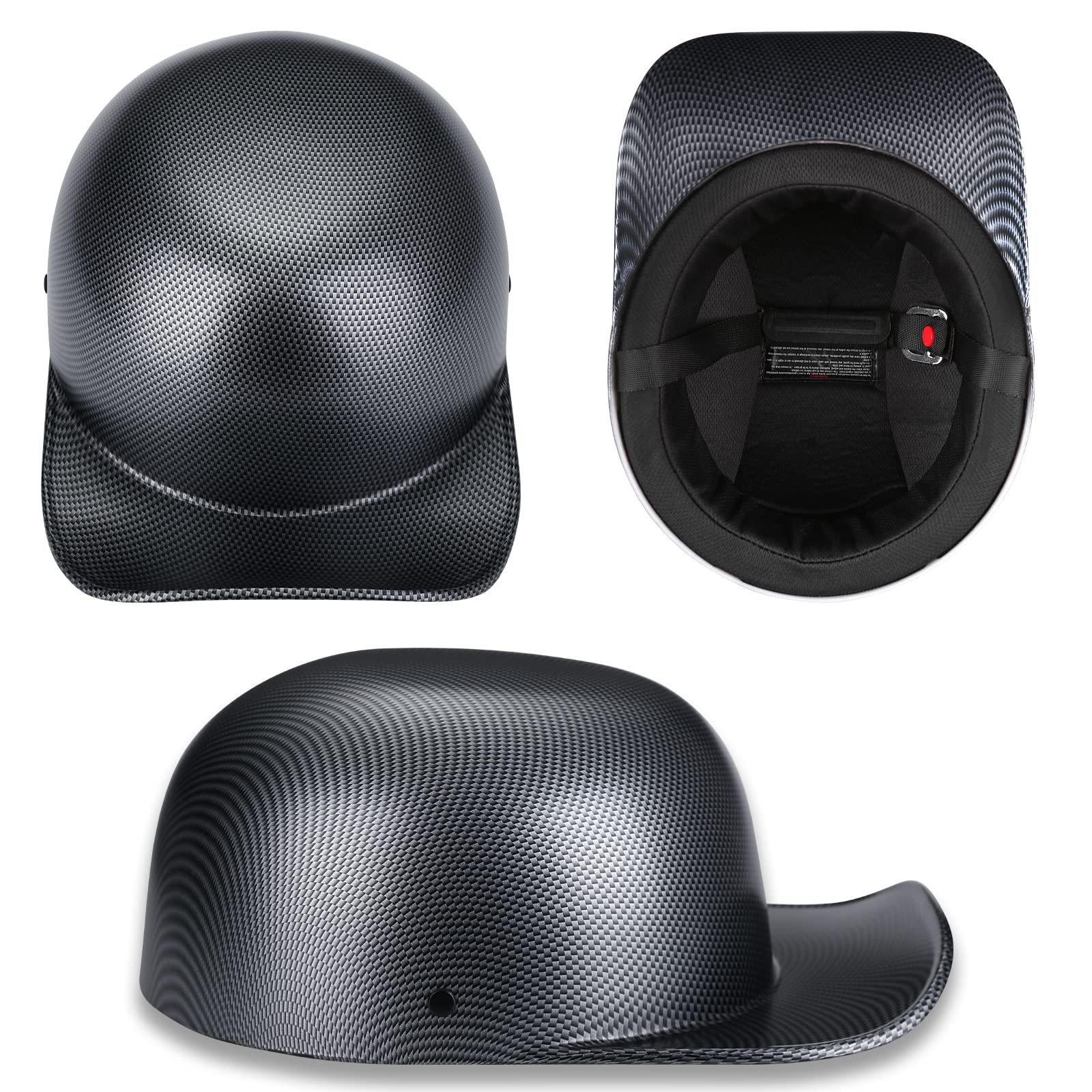 Yesmotor Baseball Style Cap Motorcycle Helmet Unisex-Adult - Dot Approved (Carbon Fiber,M)