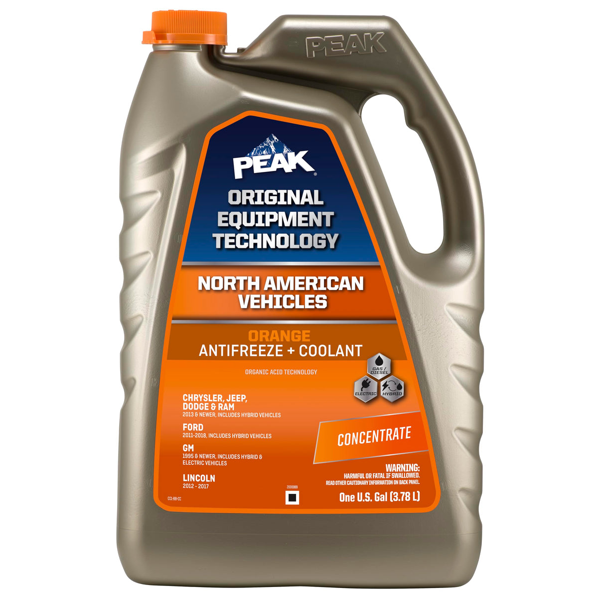 Peak Oet Extended Life Orange Concentrate Antifreeze/Coolant For North American Vehicles, 1 Gal.