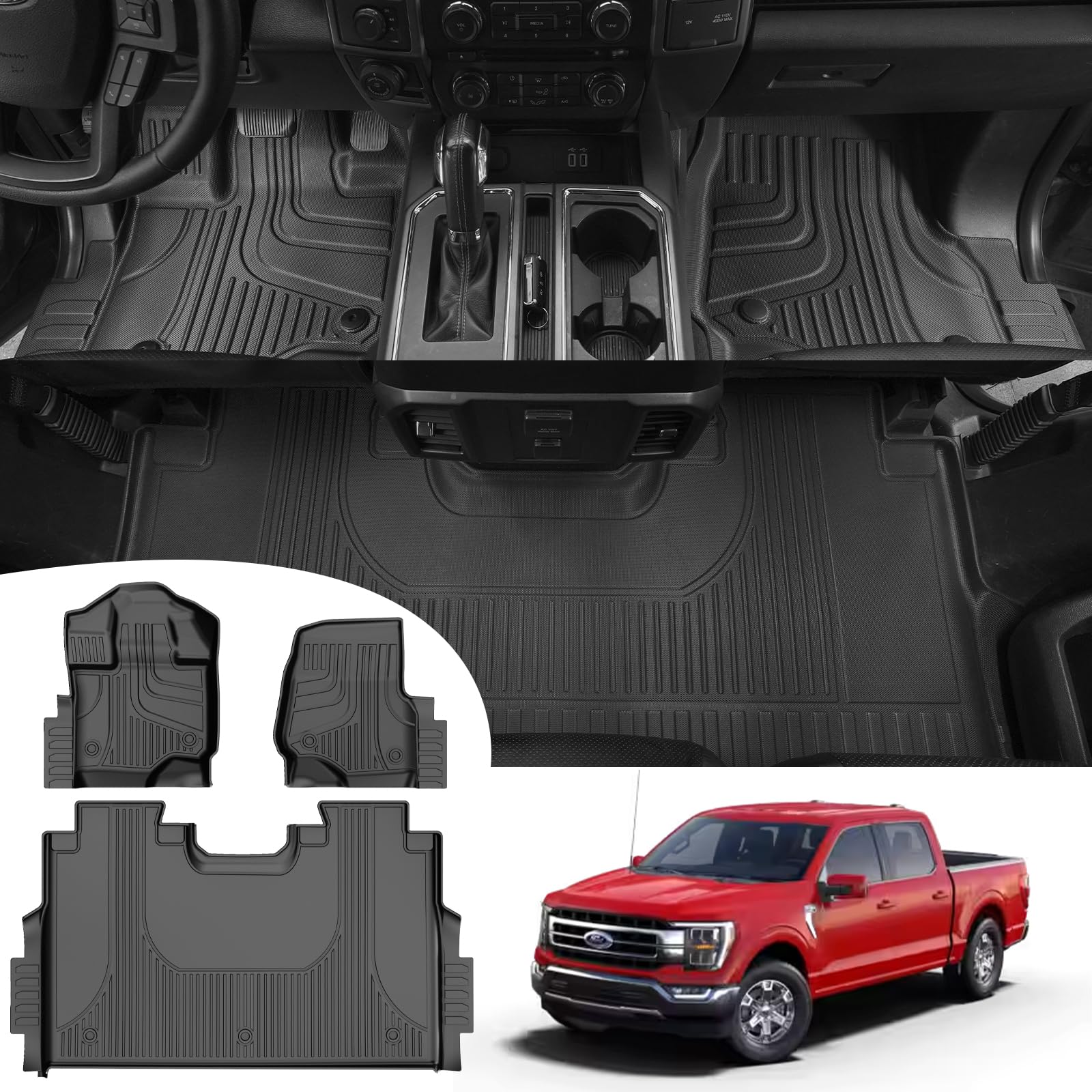 Aomsazto Floor Mats For 2019-2025 Chevy Silverado 1500 / Gmc Sierra 1500, 2020-2025 Silverado/Sierra 2500Hd / 3500Hd Crew Cab, 1