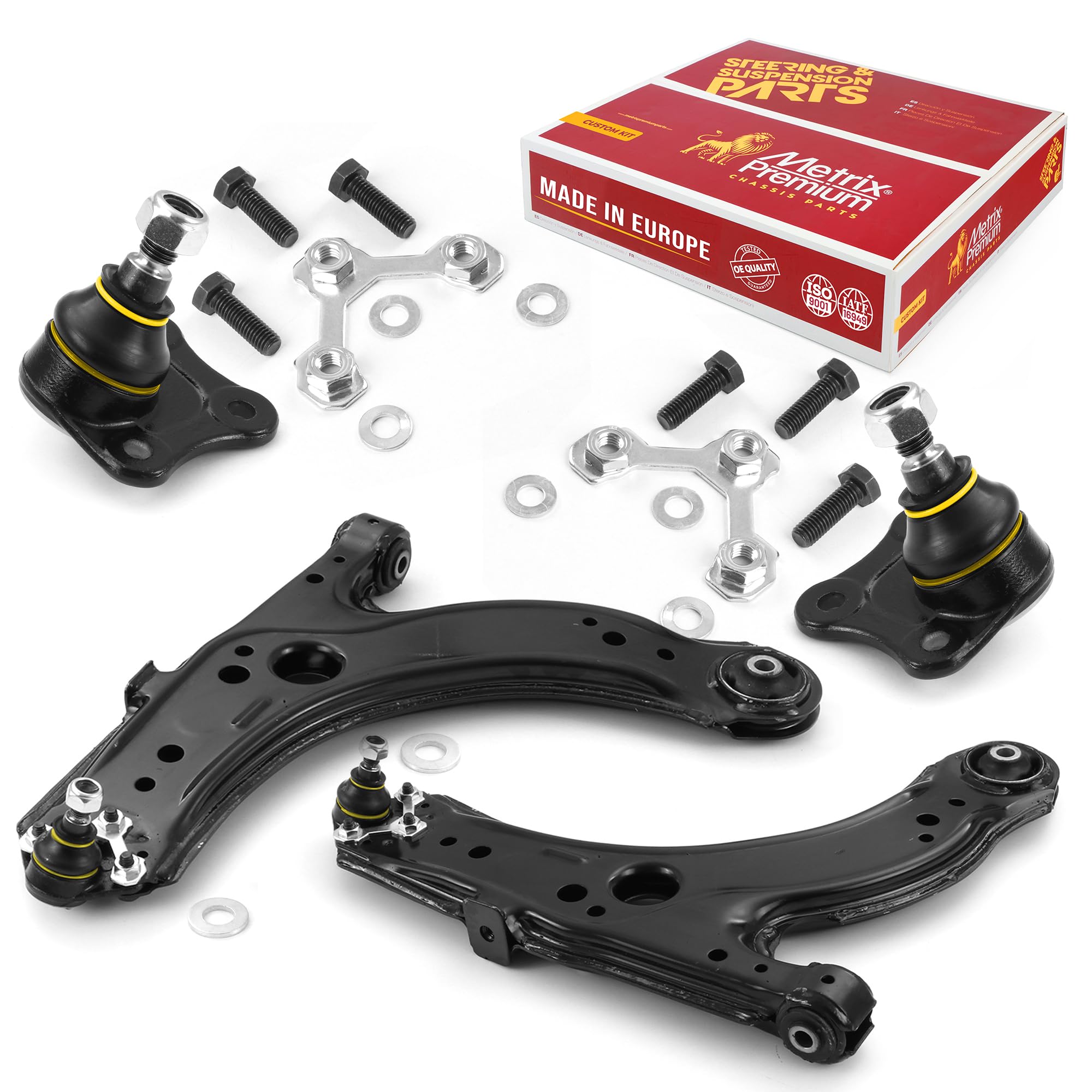 Metrix Premium Chassis Parts - 4 Pc Front Lower Control Arm & Ball Joint Kit Fits 07-10 Volkswagen Golf City, 07-09 Jetta City,