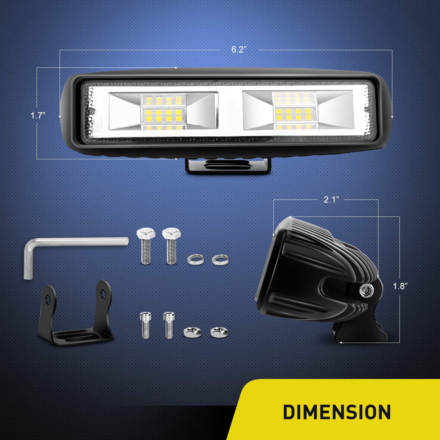 Nilight - 15021F-B LED Light Bar 2PCS 6 Inch 48W Flood Driving Fog Light Off Road Lights Boat Lights driving lights Led Work Lig